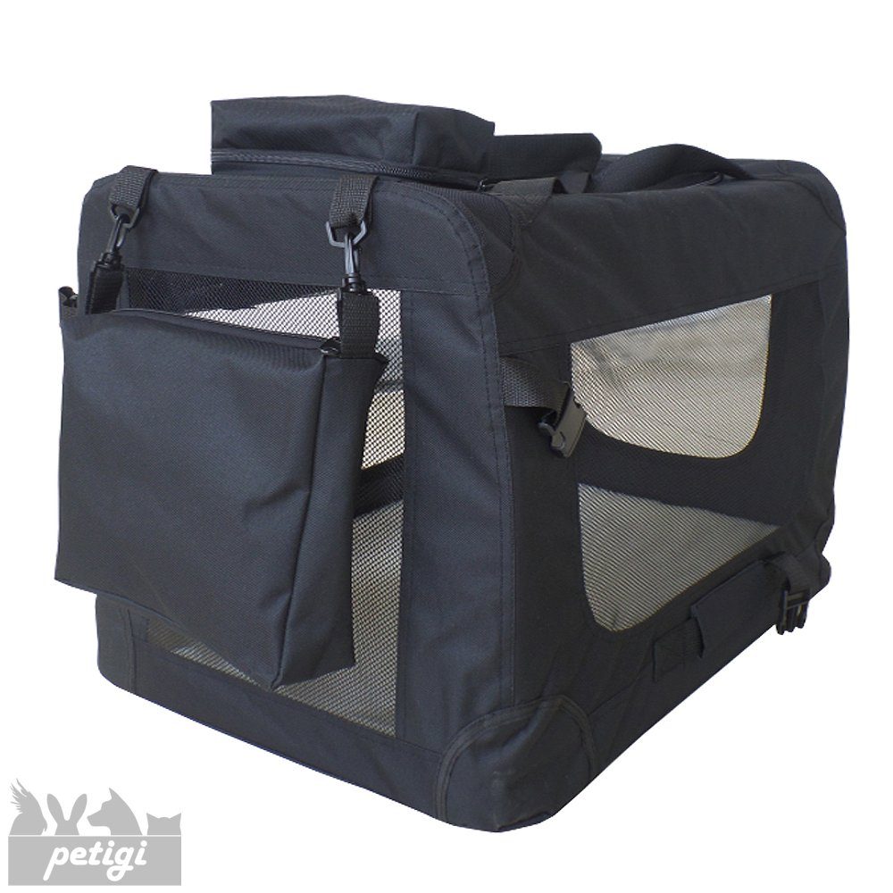 Tiertransporttasche Transportbox Faltbar Faltbox Hund Transporttasche Katze Schwarz 7 Größen Petigi