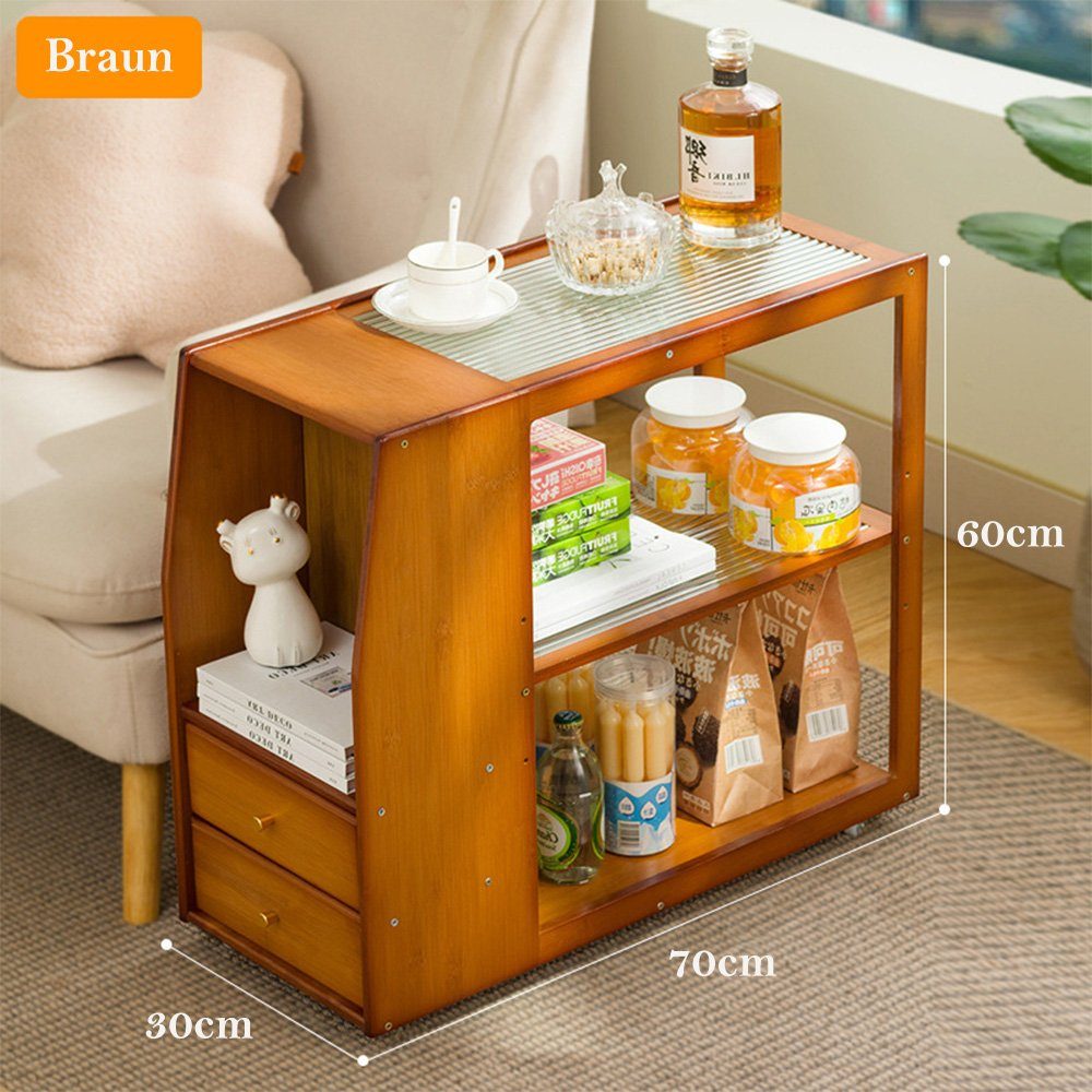 NUODWELL Beistelltisch Beistelltisch mit Rollen, Kleine Couchtisch mit Schu günstig online kaufen