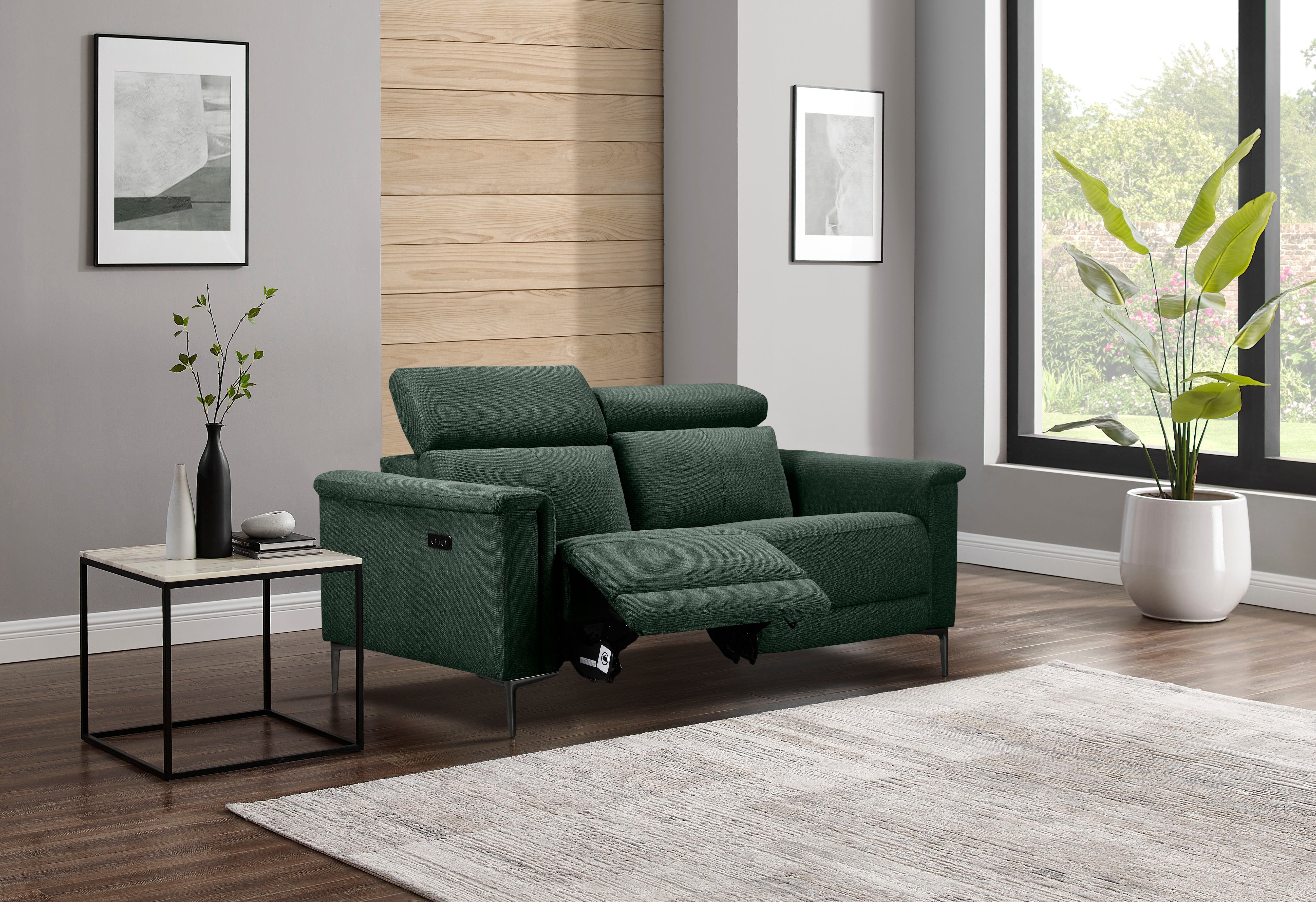 OTTO home 2-Sitzer LUND,Struktur-Bezug, 160 cm, mit Relaxfunktion und Kopfteilverstellung, manuell od. elektrisch (m.USB-C), Federkern