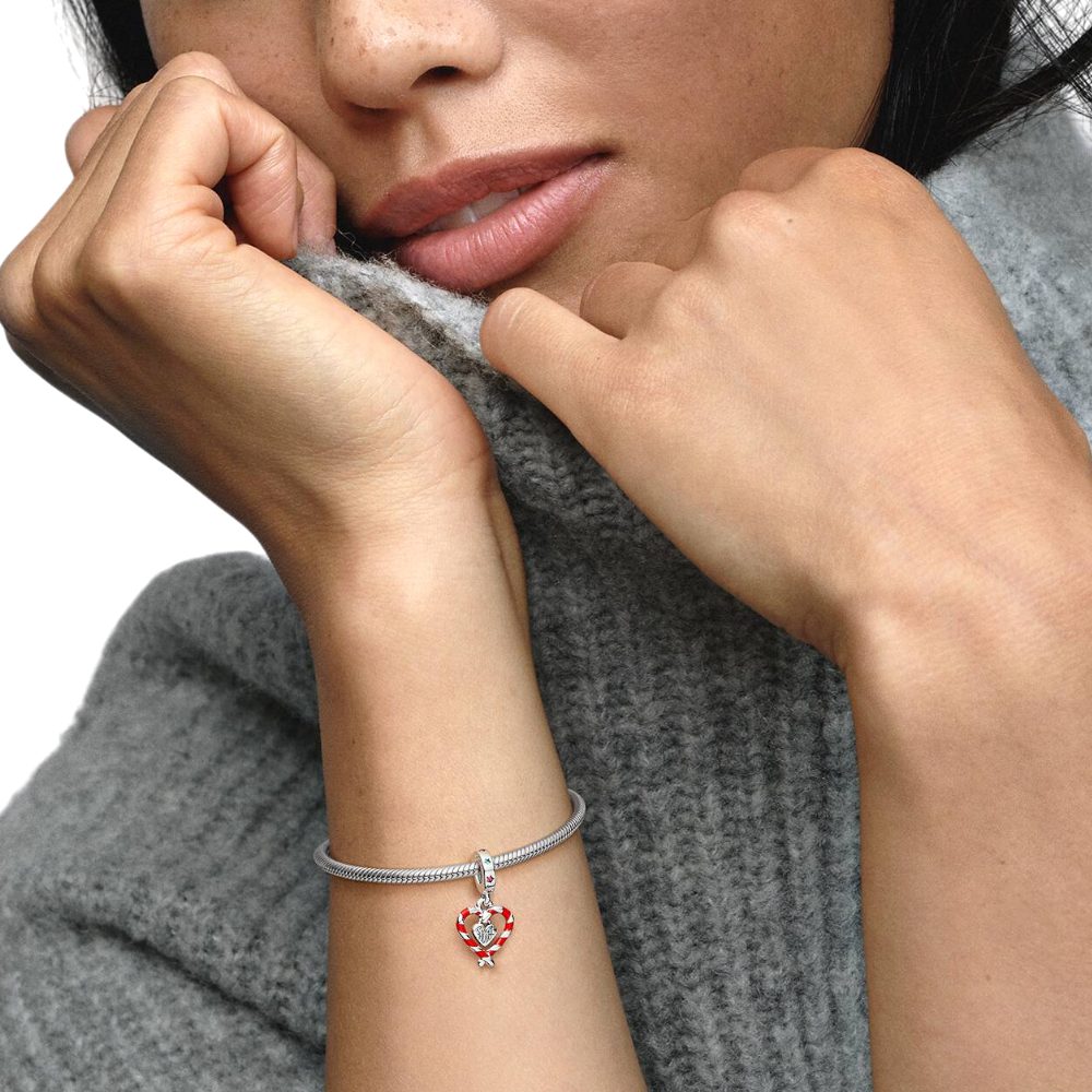 Pandora Charm Herz 792822C01, Weihnachten, Zuckerstangen, Liebe