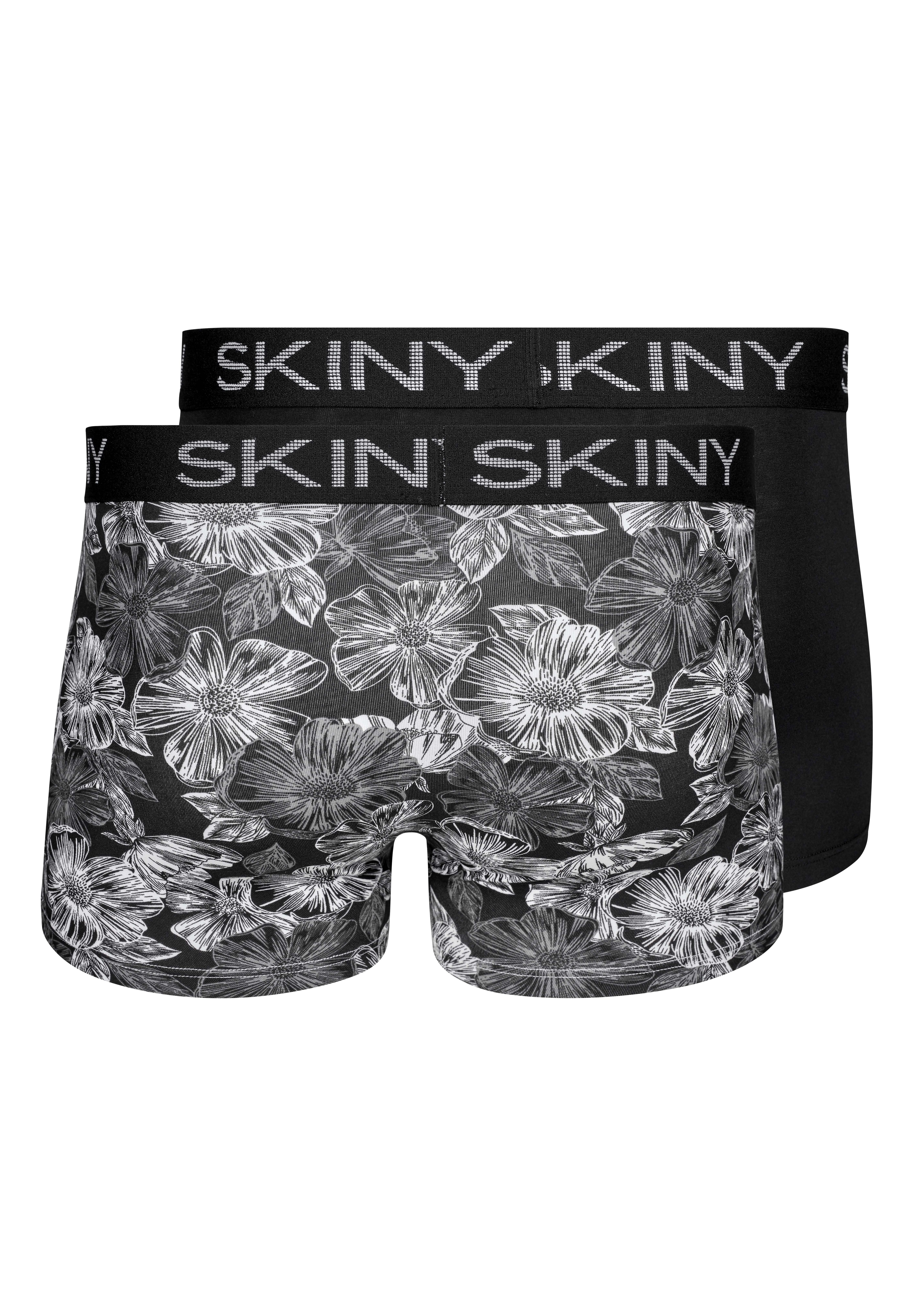 Skiny Retro Pants Doppelpack (2-St) schwarz/weiß 2er schwarz Herren Pack Boxershorts 