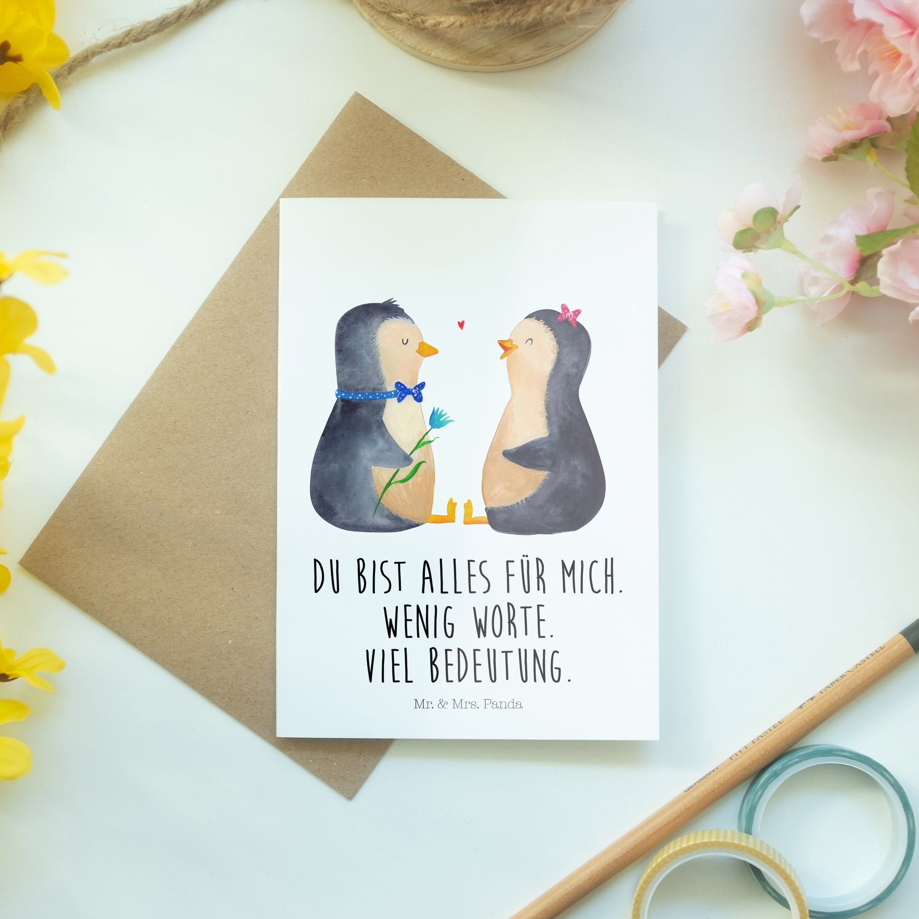 Panda Mr. Weiß Mrs. Pärchen Hochzeitskarte, Liebesgesch Pinguin Liebe, - Geschenk, & - Grußkarte