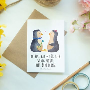 Mr. & Mrs. Panda Grußkarte Pinguin Pärchen - Weiß - Geschenk, Liebe, Hochzeitskarte, Liebesgesch, Einzigartige Motive