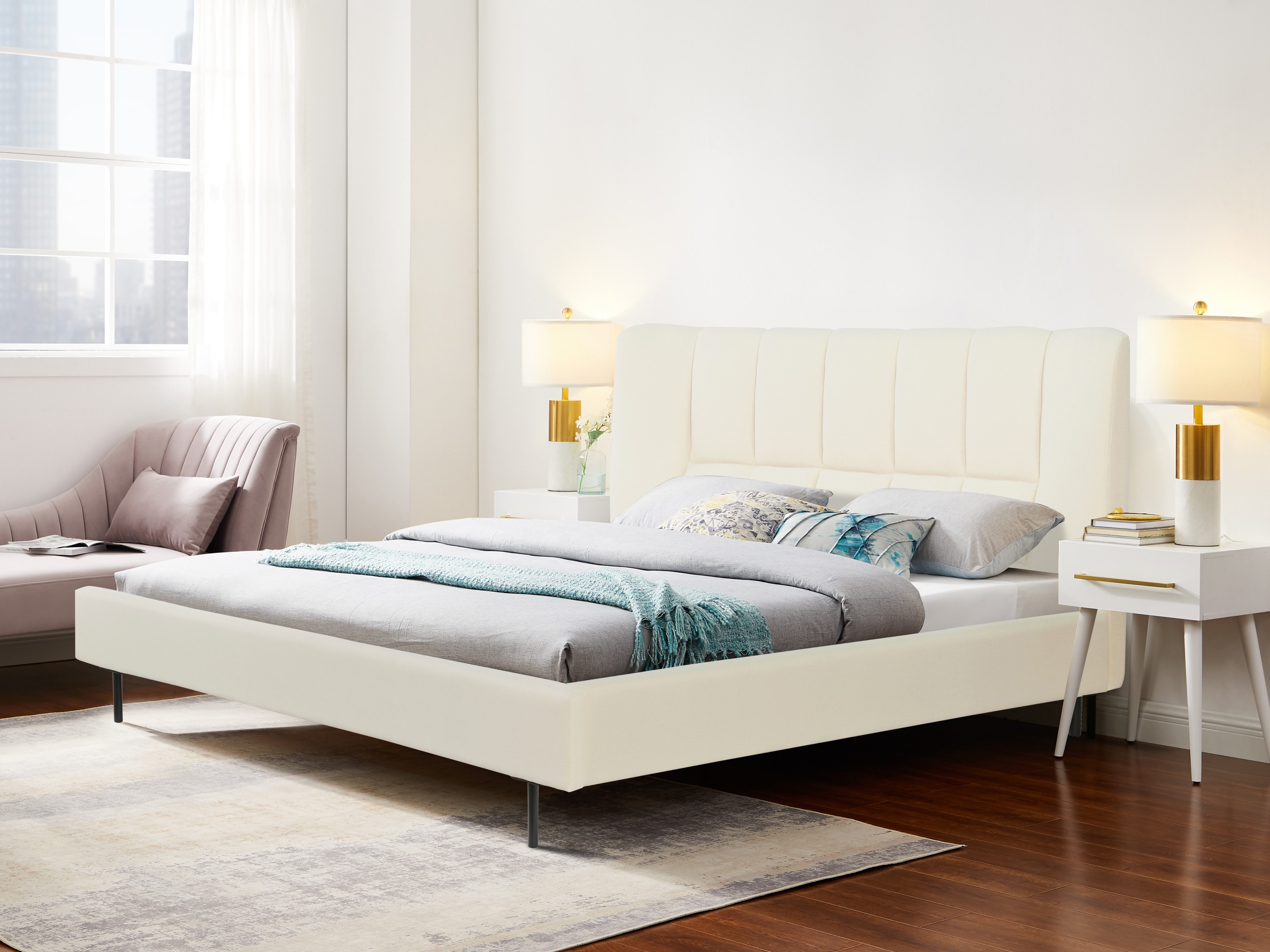 Leonique Polsterbett Silene inkl. Lattenrost, erhältlich in 140 & 180cm Breite, in den Farben beige und dunkelgrau