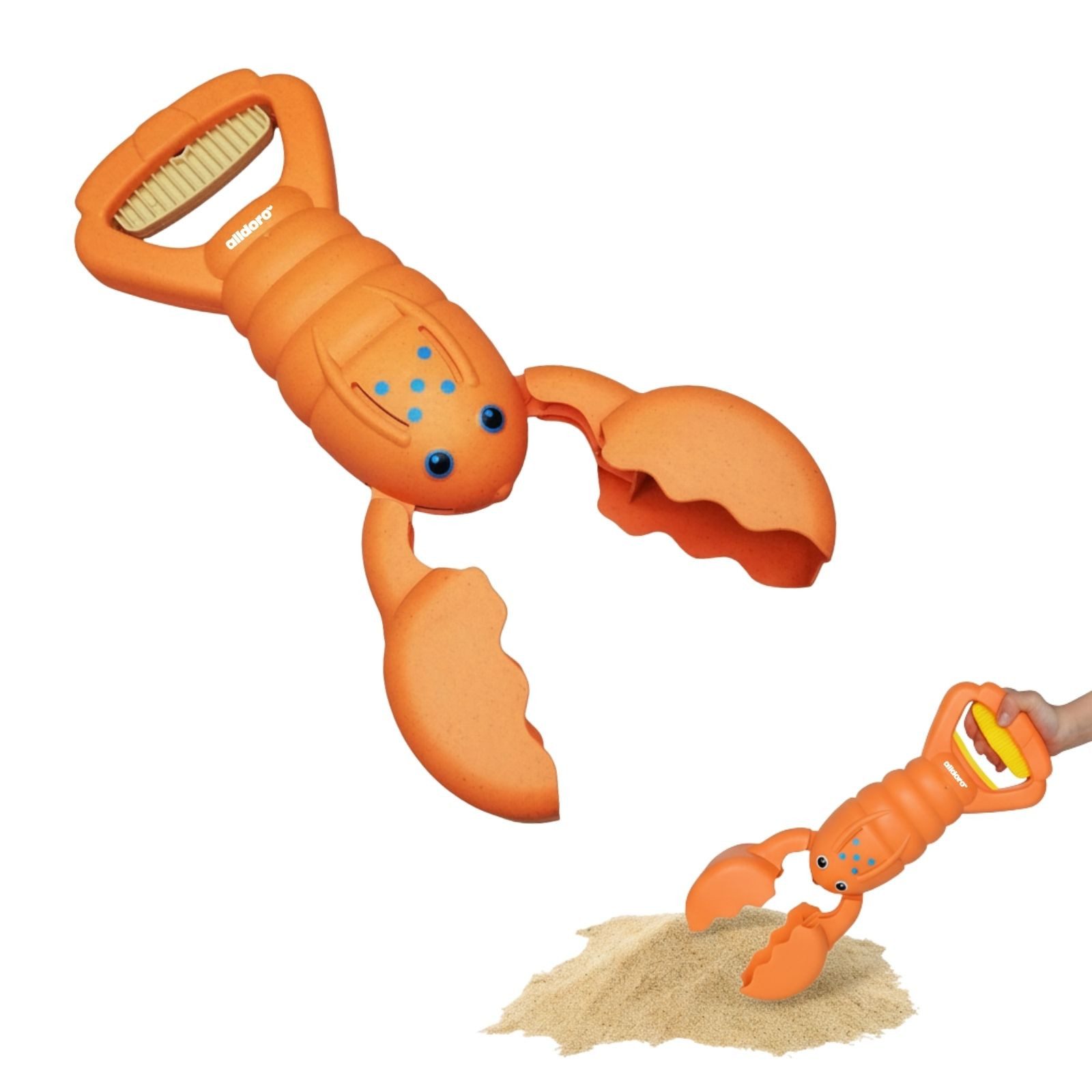 alldoro Sandform-Set Sandgreifer Hummer orange - Sandspielzeug für Kinder ab 3 Jahren, Tierisches Outdoor-Spielzeug für Sandkasten, Spielplatz & Strand