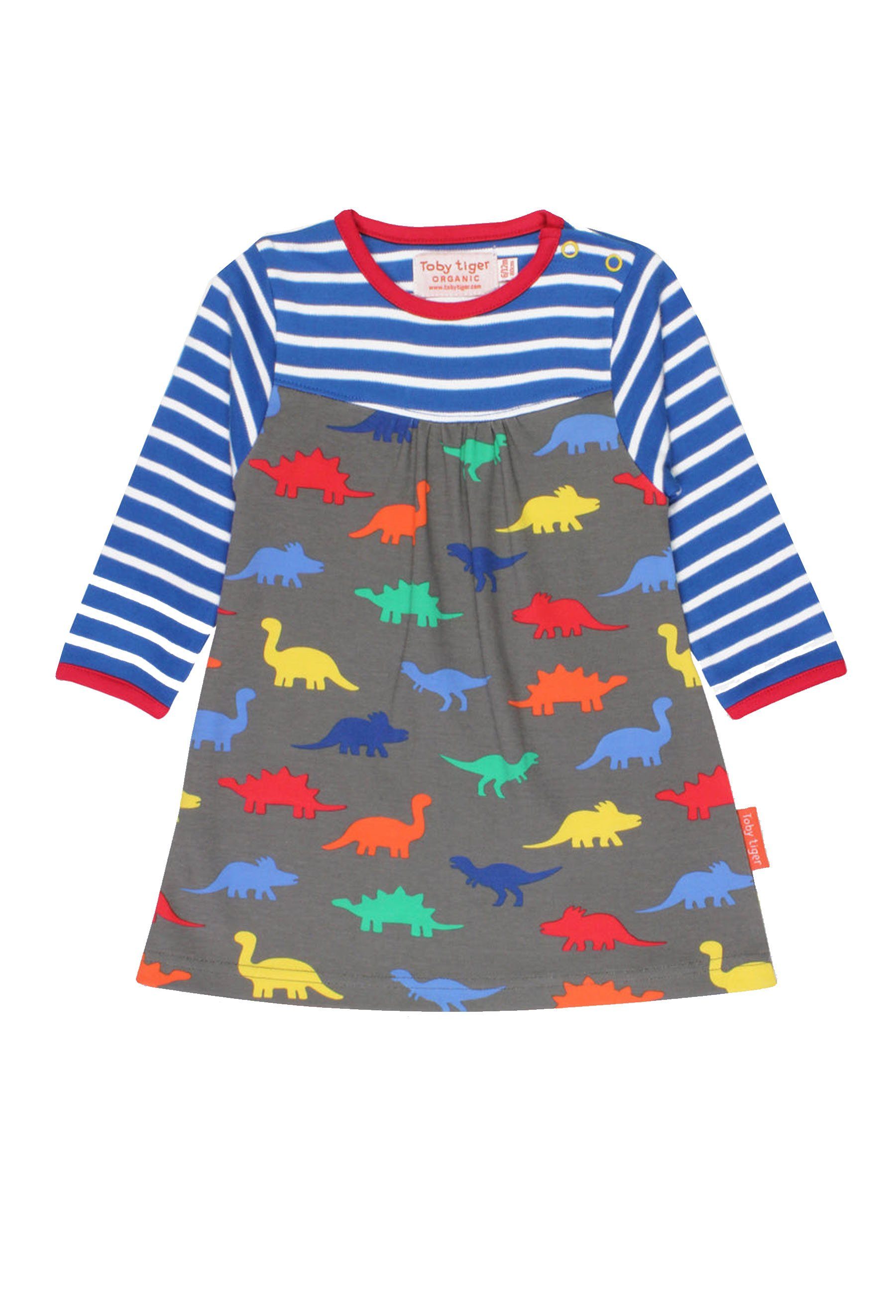 Toby Tiger Shirtkleid Kleid mit Dinosaurier und Streifen Print