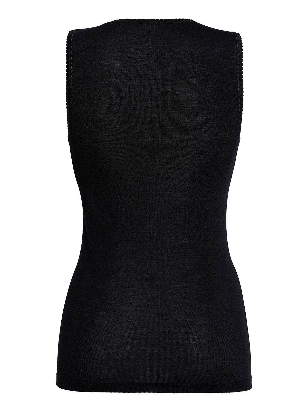 Thermounterhemd schwarz (Stück, Arm Sangora Wolle hohe Unterhemd ohne Damen 1-St) Markenqualität