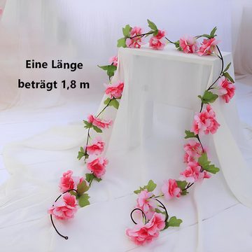 Kunstgirlande Blumenkranz 2 Stück 220cm Künstliche Blume Rattan Dekoration Hochzeit, Lubgitsr