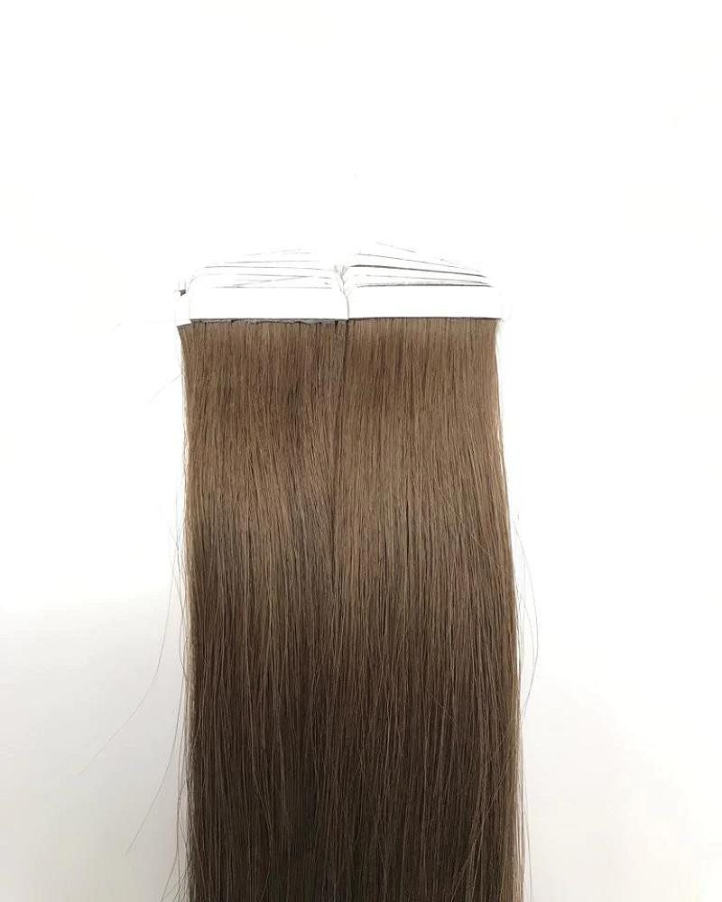 Echthaar-Extension Tape in Hair Echthaartapes, slavic asch dunkelbraun, Remy Haar für
