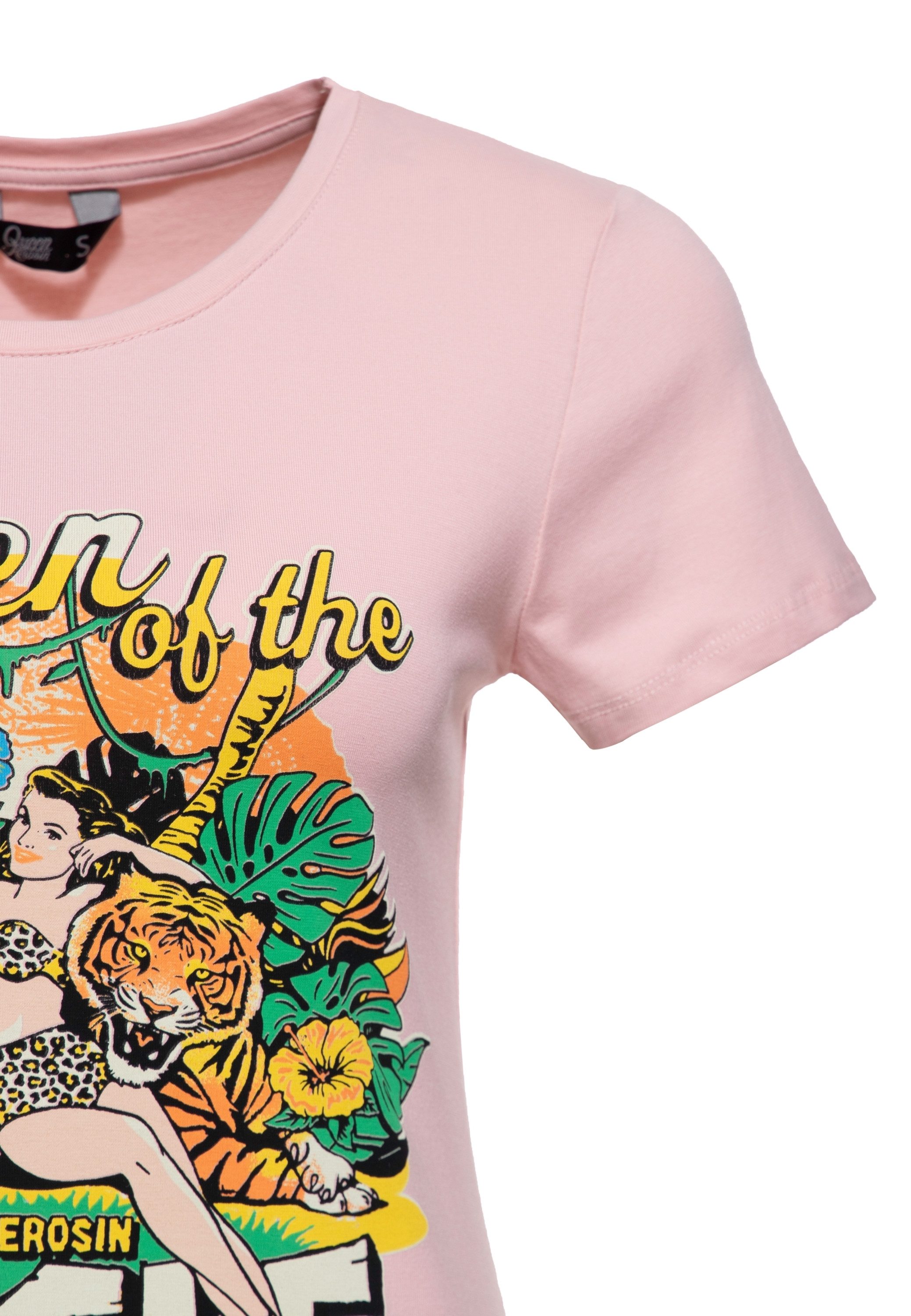 QueenKerosin Print-Shirt Queen of the Jungle (1-tlg) im tropischen Design