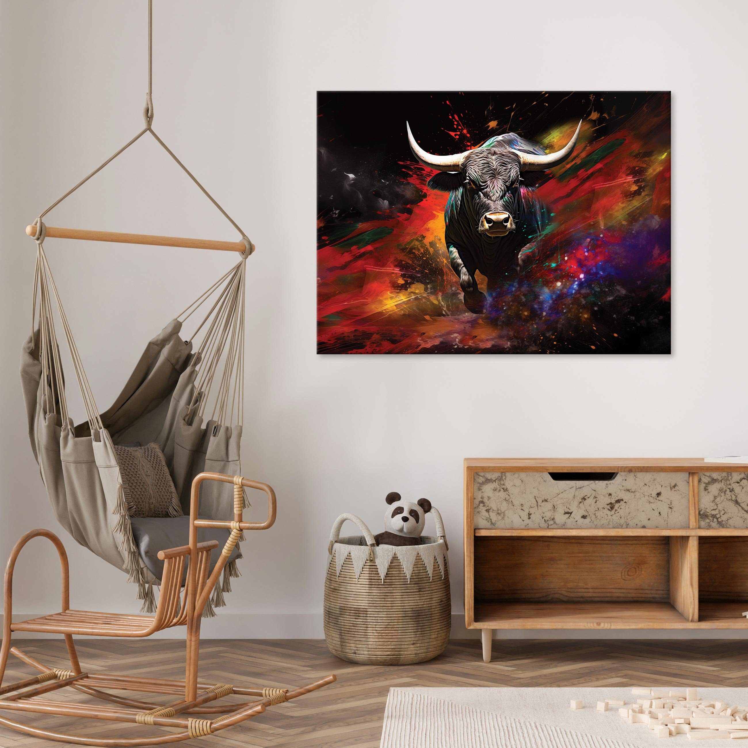 Wallarena Leinwandbild Stier Tiere Gemalt Wohnzimmer Schlafzimmer XXL Wandb günstig online kaufen