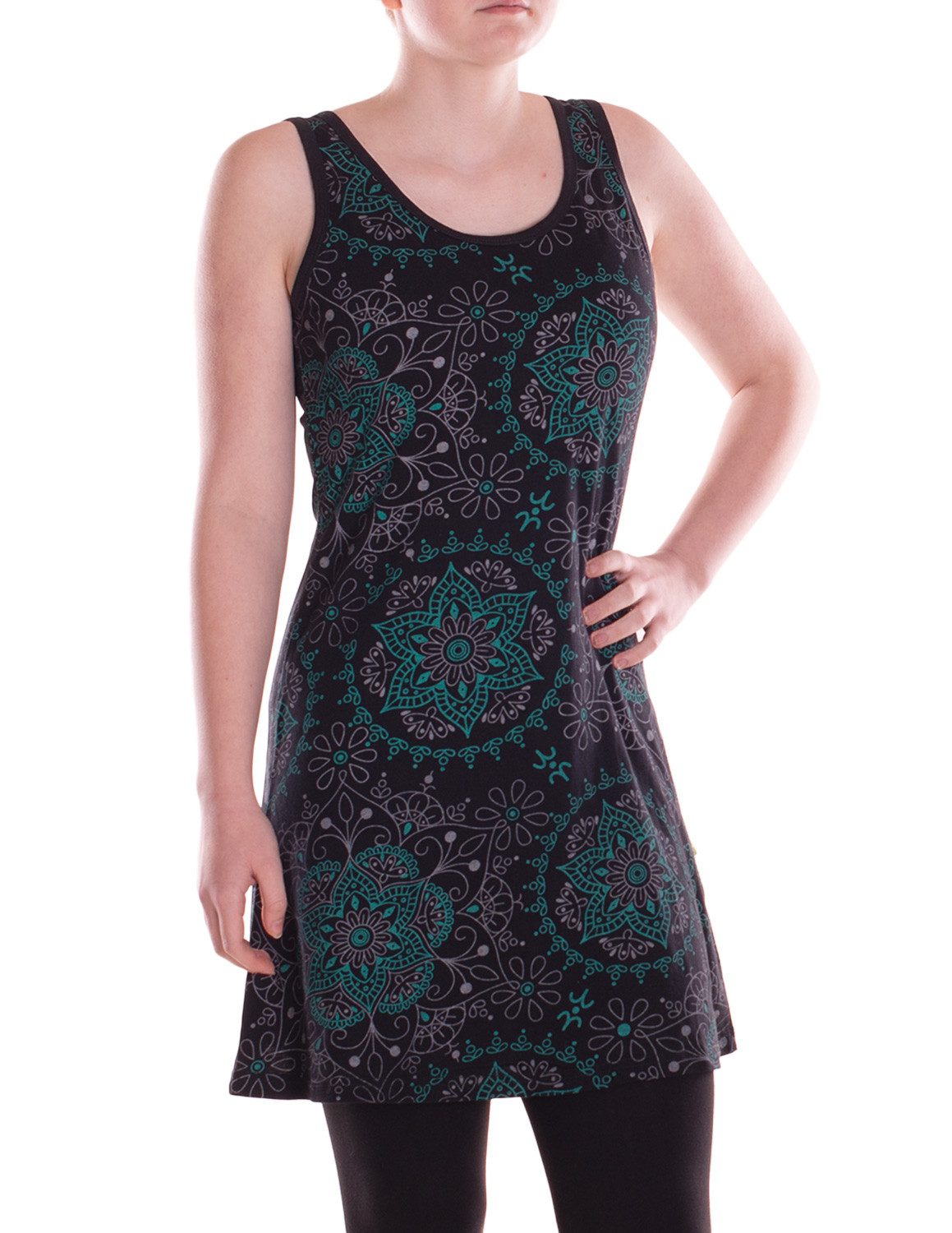 Vishes Minikleid Damen Baumwolle Blumen-Muster Rundhalsausschnitt günstig online kaufen