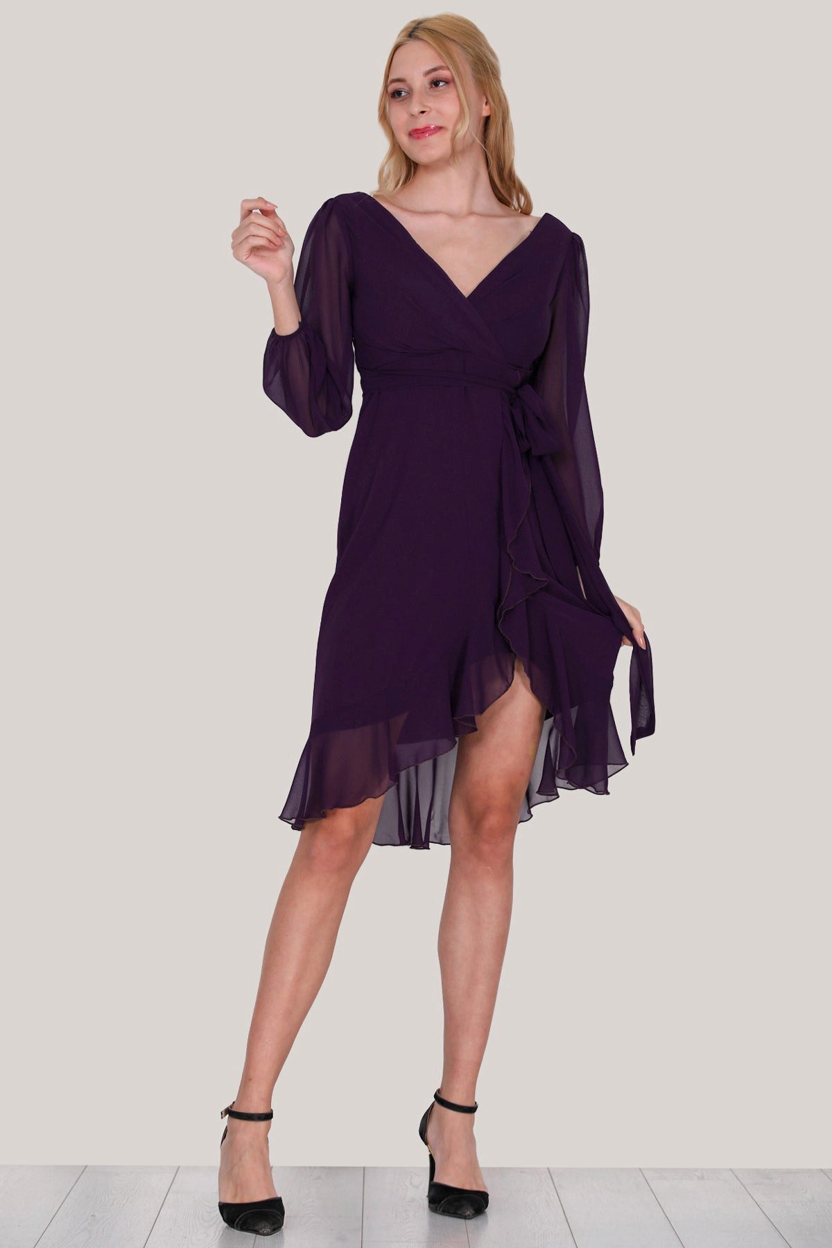 Modabout Abendkleid Kurzes Abendkleid für Damen Kleid Sommerkleid - NELB0063D2142MOR (1-tlg)