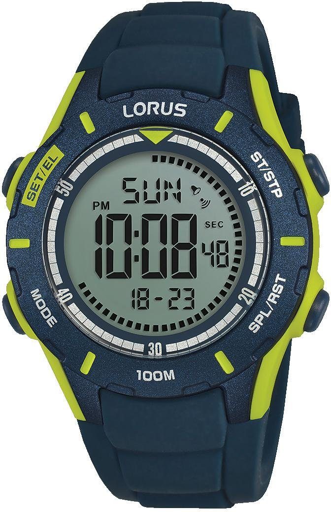 LORUS Chronograph R2365MX9, mit digitaler ideal blau als Anzeige, Geschenk auch