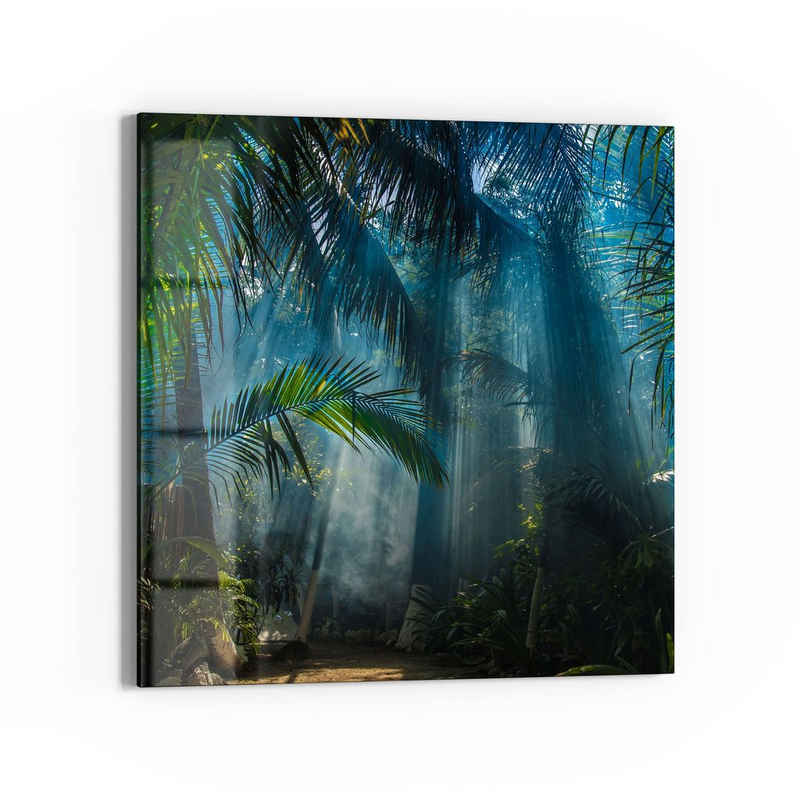 DEQORI Glasbild 'Licht durchdringt Palmen', 'Licht durchdringt Palmen', Glas Wandbild Bild schwebend modern