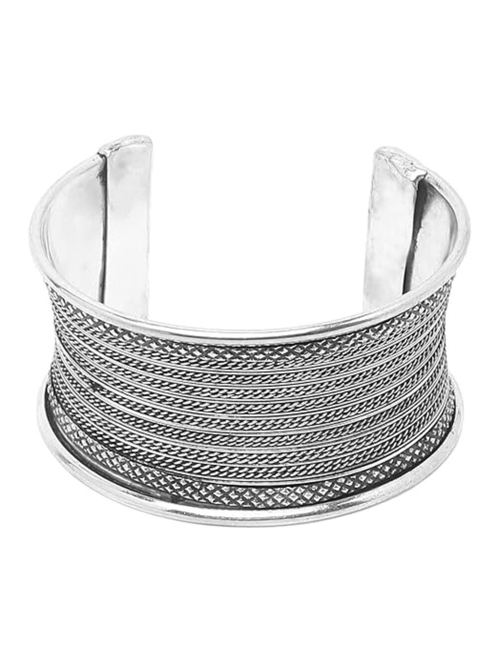 YouBella Armreif Set Oxidiertes Silber Manschetten-Armband Für Frauen & Mädchen (Inhalt der Box: Armband x 1, Langlebige Ausführung, Geeignet für alle Anlässe), Material: Messing, Einstellbar, Modischer Kunstschmuck