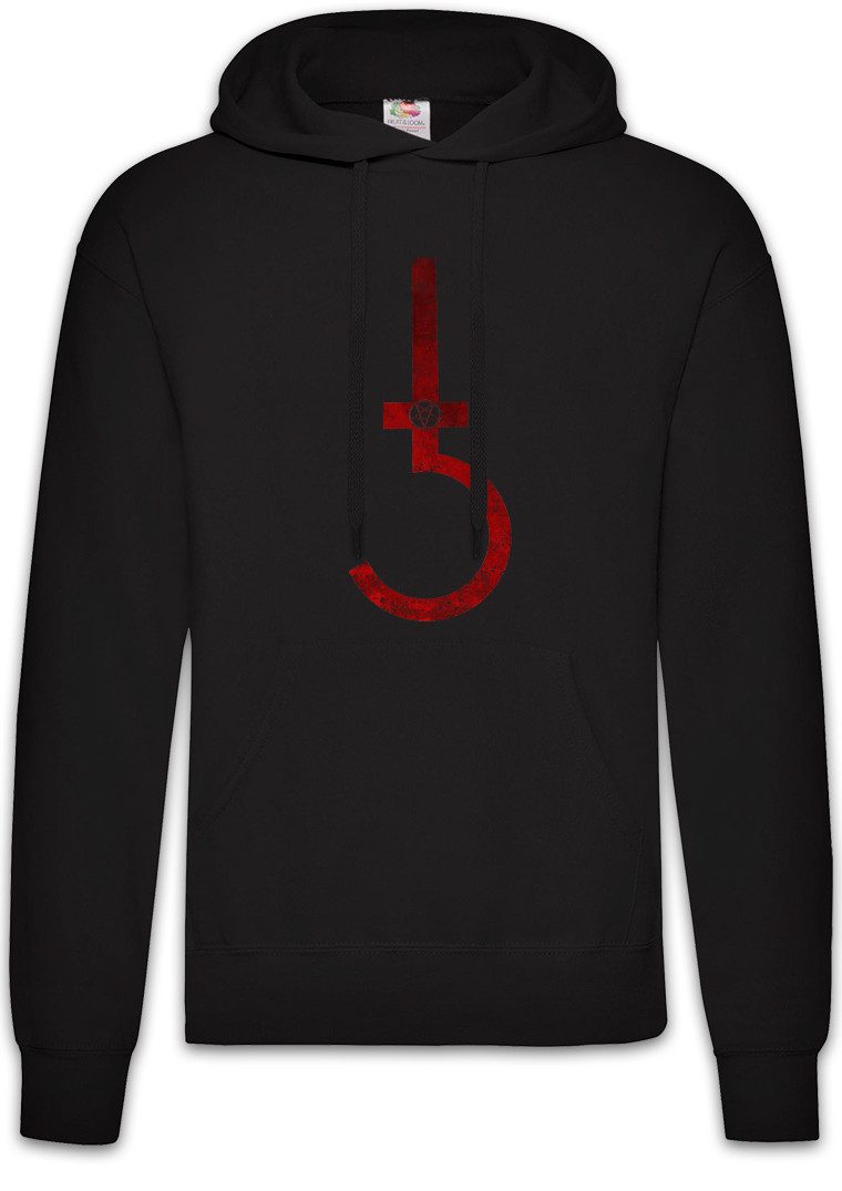 Hoodie Satanic Cross Herren Hoodie Symbol Pentagram 666 Sign Double Kreuz