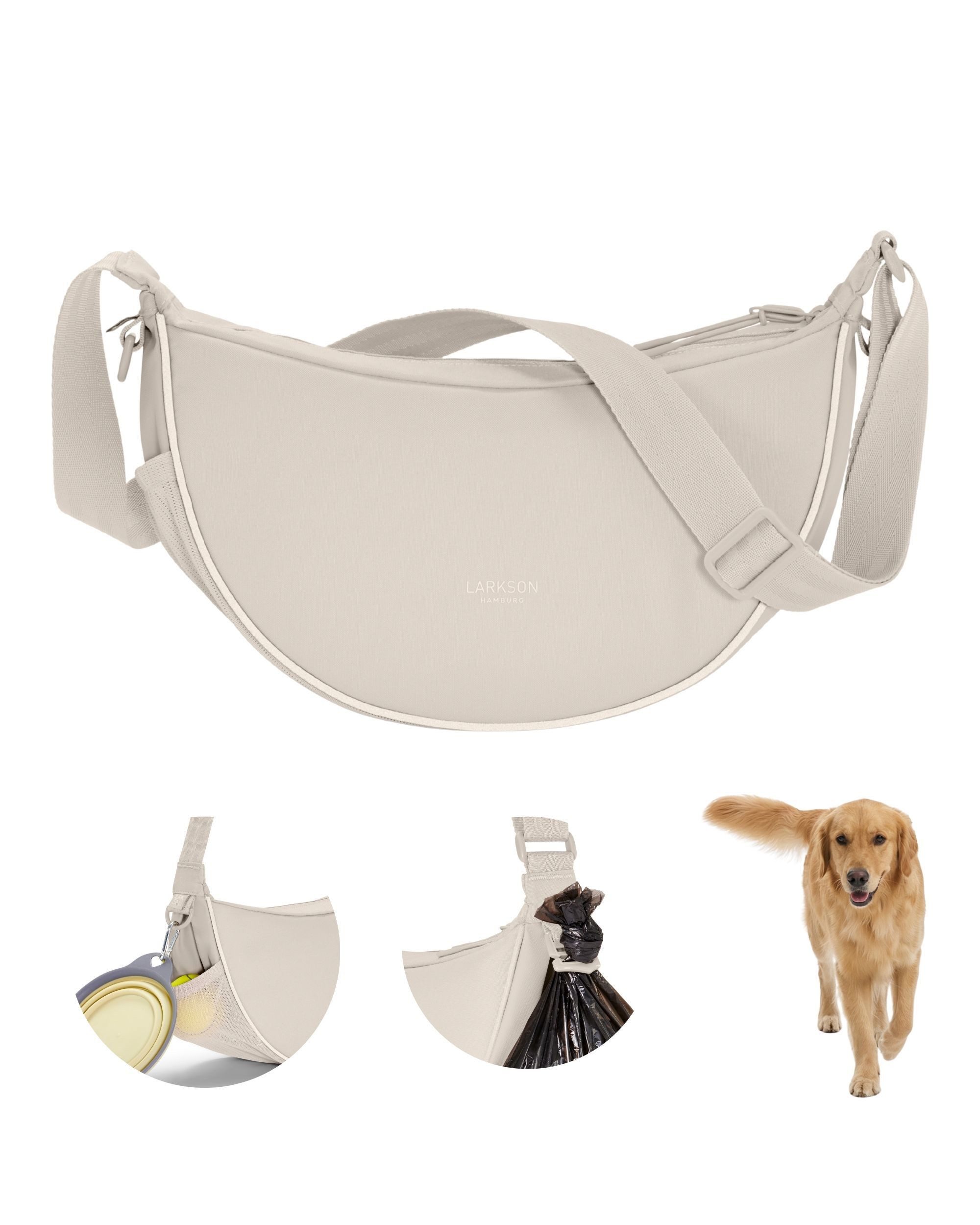 LARKSON Leckerlibeutel Fiete Half Moon Gassi Tasche (1-tlg), Halbmondtasche für Gassi gehen mit Hund, Wasserabweisend