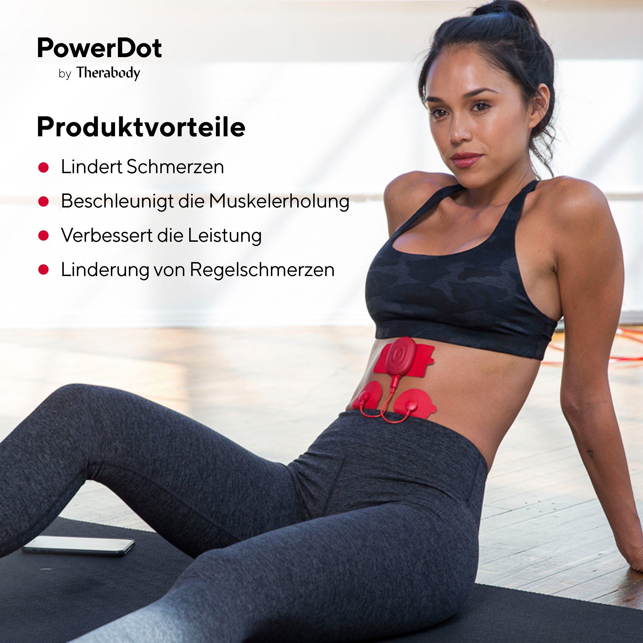 Therabody TENS-EMS-Gerät PowerDot UNO RED 2.0 Muskelstimulator, bis zu 20 Stunden Akkulaufzeit, Schmerzlinderung, Muskelaufbau, Muskelerholung