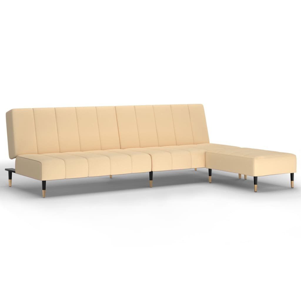 Samt 2-Sitzer Sofas Sofa Creme mit Hocker vidaXL Schlafsofa