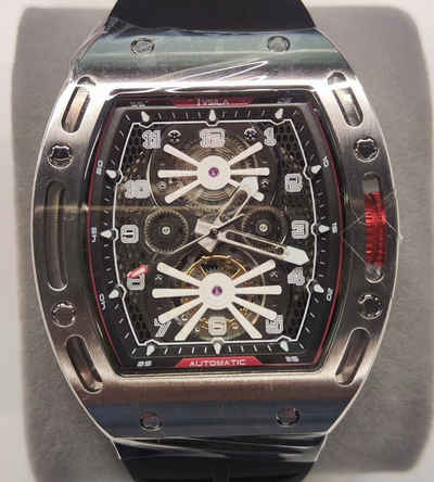 TVSILA Mechanische Uhr Mechanische Uhr Herren Automatische Armbanduhr, Skeleton Dial, (set, Mechanische Uhr, Mit Bedienungsanleitung), Mechanische Uhr mechanische Armbanduhr, ausgehöhltes Zifferblatt