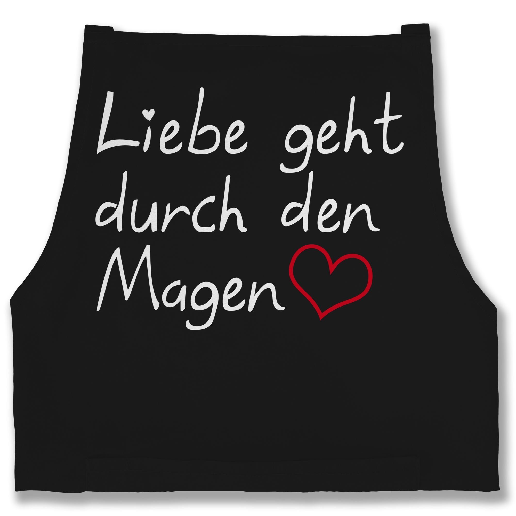 Shirtracer Kochschürze Liebe geht durch den Magen I Geschenk Kochen, (1-tlg), Küchenschürze zum Kochen