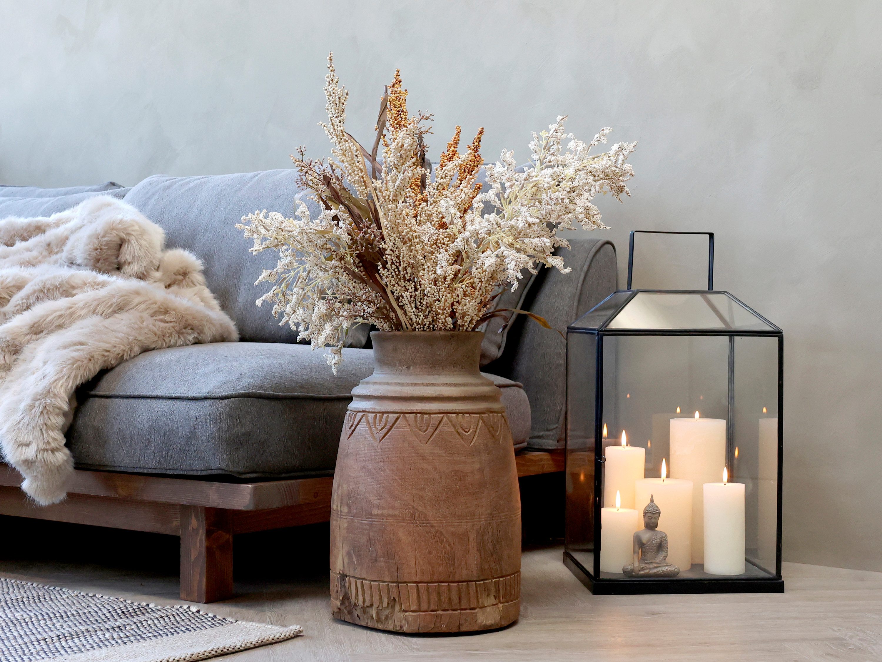 Chic Antique Bodenvase Chic Antique Grimaud Deko Vase Holz 65080500 H:44cm Ø 28cm