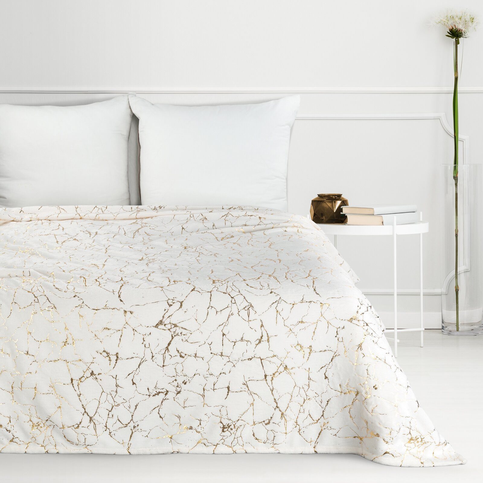Wohndecke MARMOR, Eurofirany, 150x200 goldenes Marmor-Muster, silber, creme günstig online kaufen