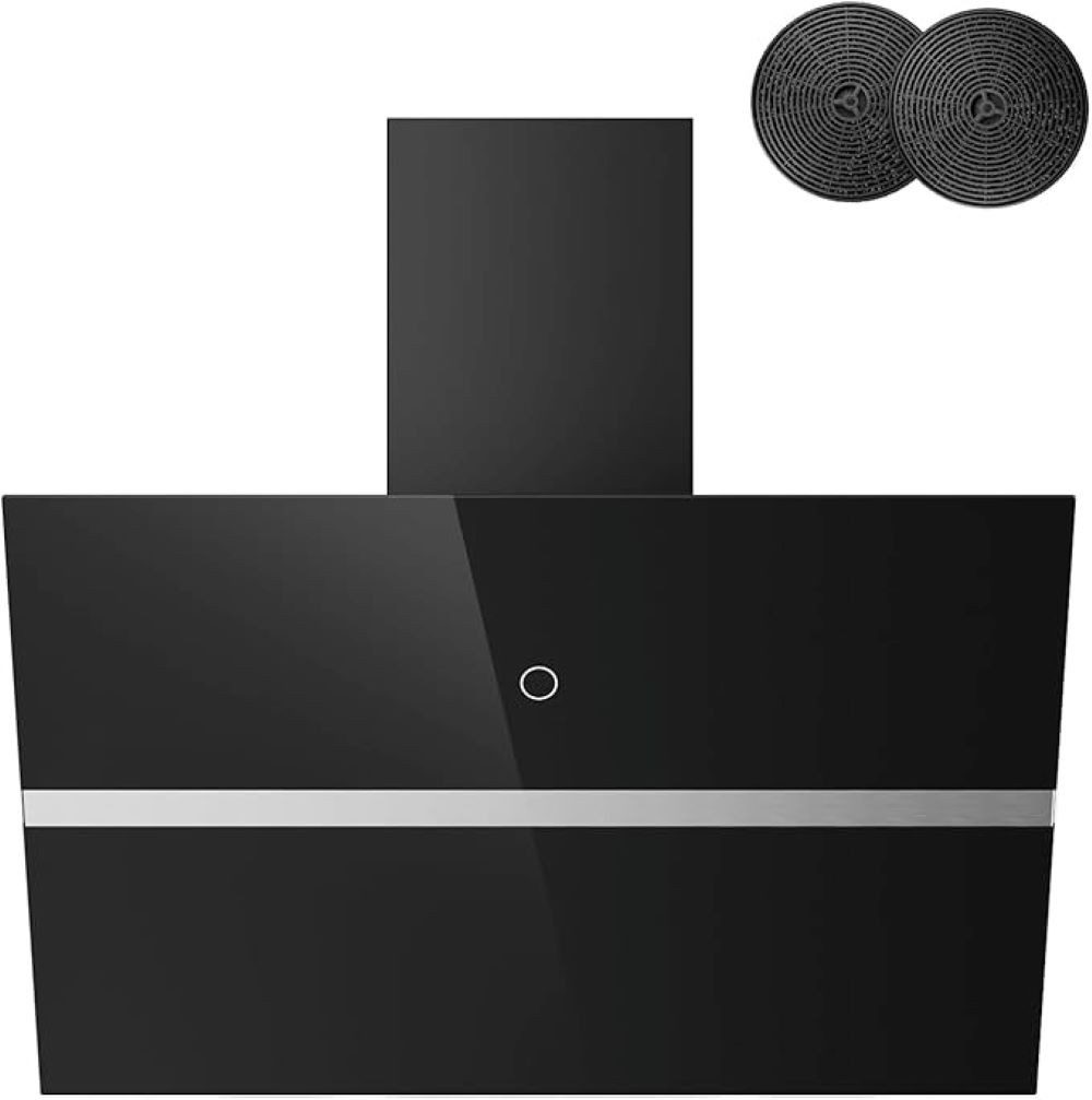 IsEasy Kopffreihaube 60 cm Dunstabzugshaube, 578 m³/h Saugleistung, Umluft- und Abluftmodus 60 cm Dunstabzugshaube, 578 m³/h Saugleistung, Umluft- und Abluftmodus, 4 Stufen, 1–9 Min Timer, leise 35 dB, Schwarz, A++