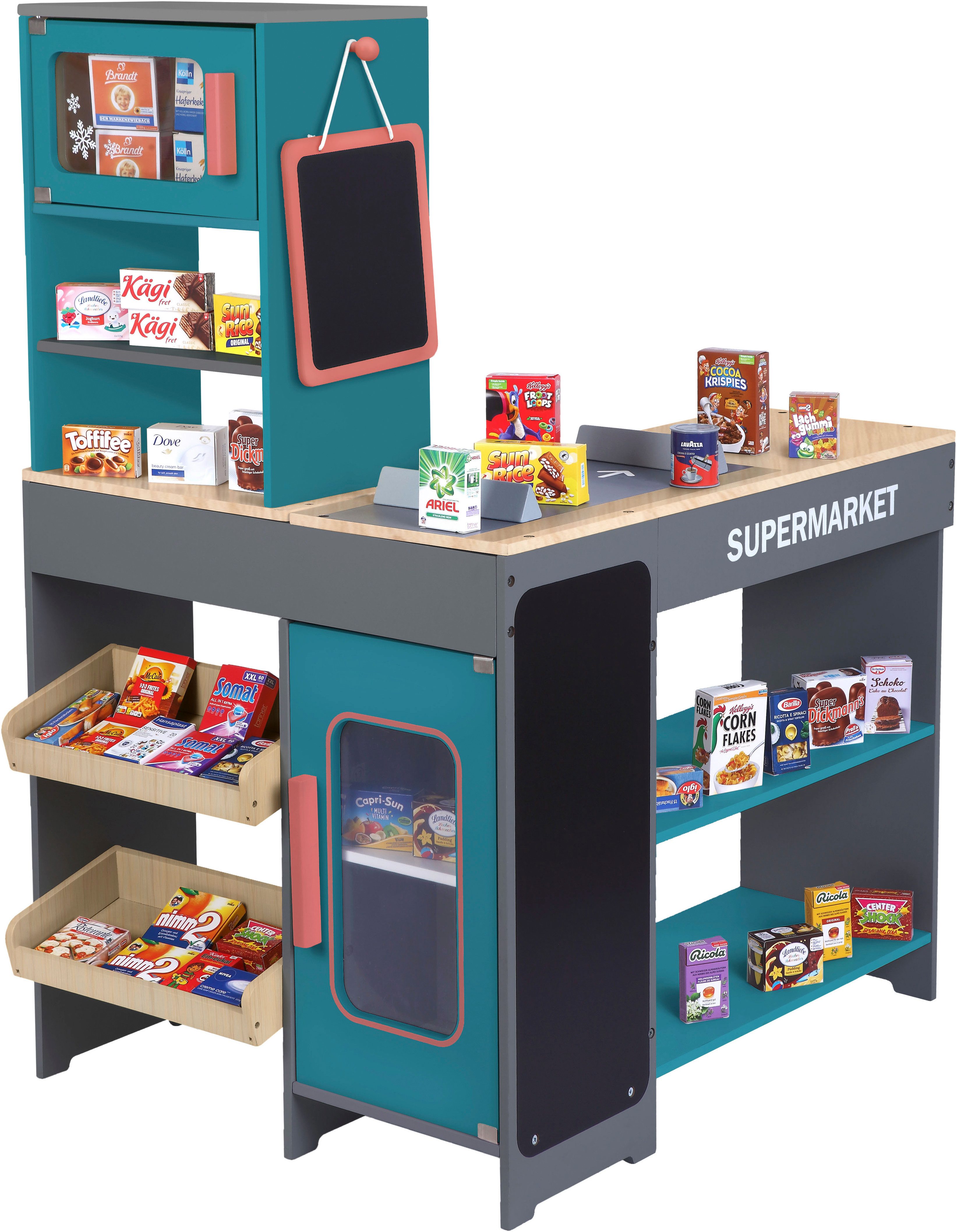 Tanner Kaufladen Moderner Supermarkt, inkl 40 Kaufladenminiaturen, aus Holz