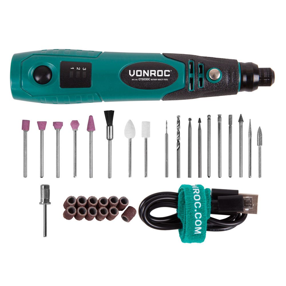 VONROC Multitool Multifunktionswerkzeug 4V, Mit 31 Zubehören und Ladegerät
