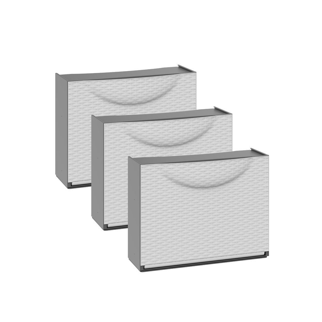 Kreher Schuhkipper Set: 3 x Schuhkipper in Rattan-Optik, Farbe: Weiß