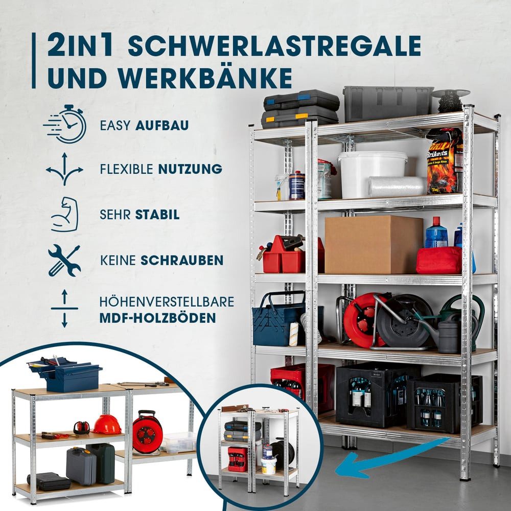 EASYmaxx Schwerlastregal Schwerlastregal & Werkbank 2er-Set, günstig online kaufen