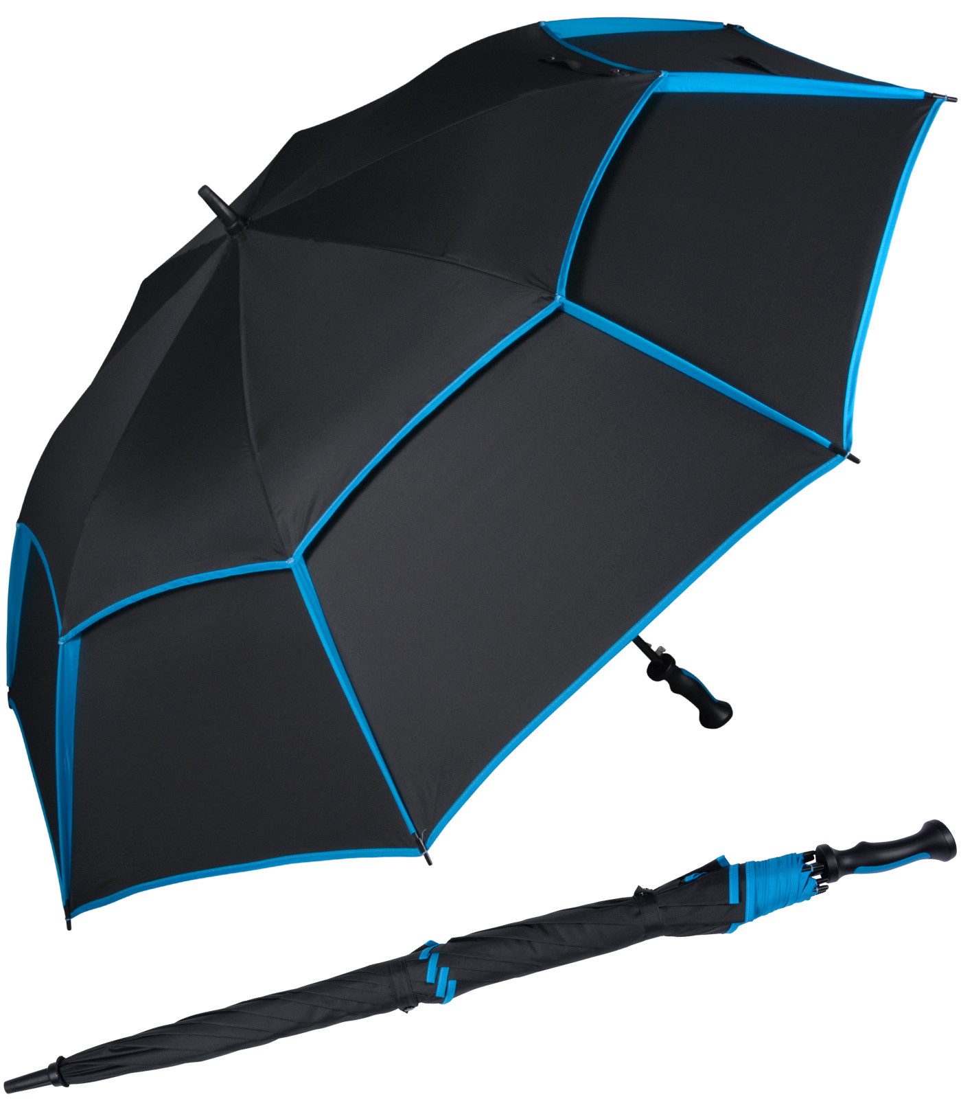 iX-brella Stockregenschirm XXXL 140 cm Durchmesser mit Ventilationsbezug, sehr groß mit Auf-Automatik