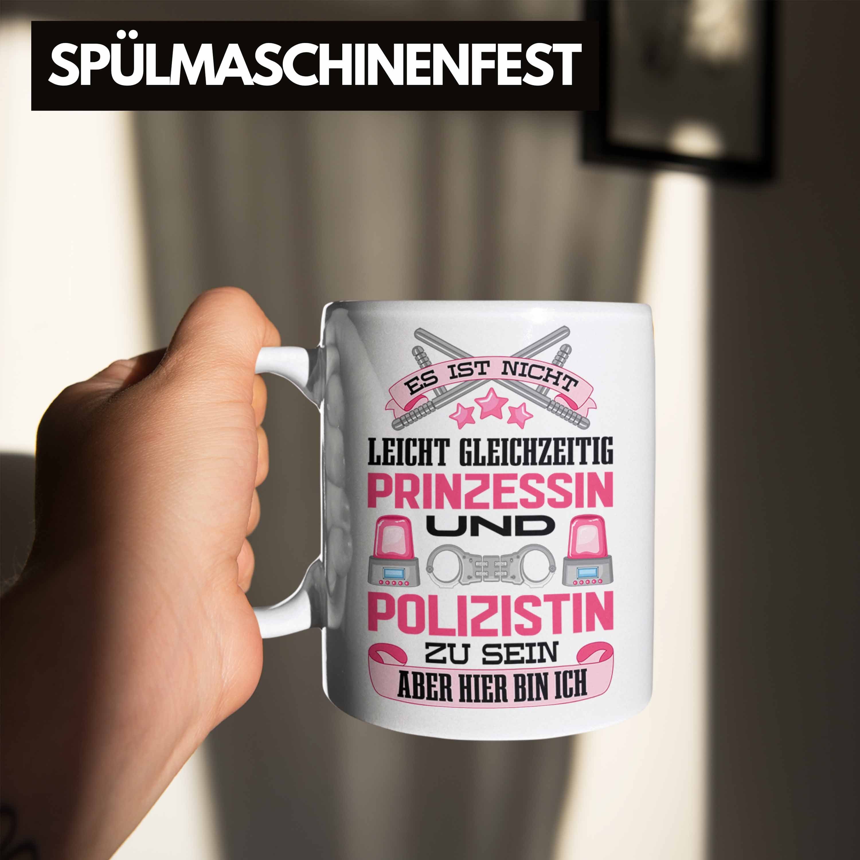 Trendation Tasse - Frauen weiss Polizei Trendation mit Lustig Tasse Blaulichtmilieu Polizistin Spruch Geschenke Geschenk