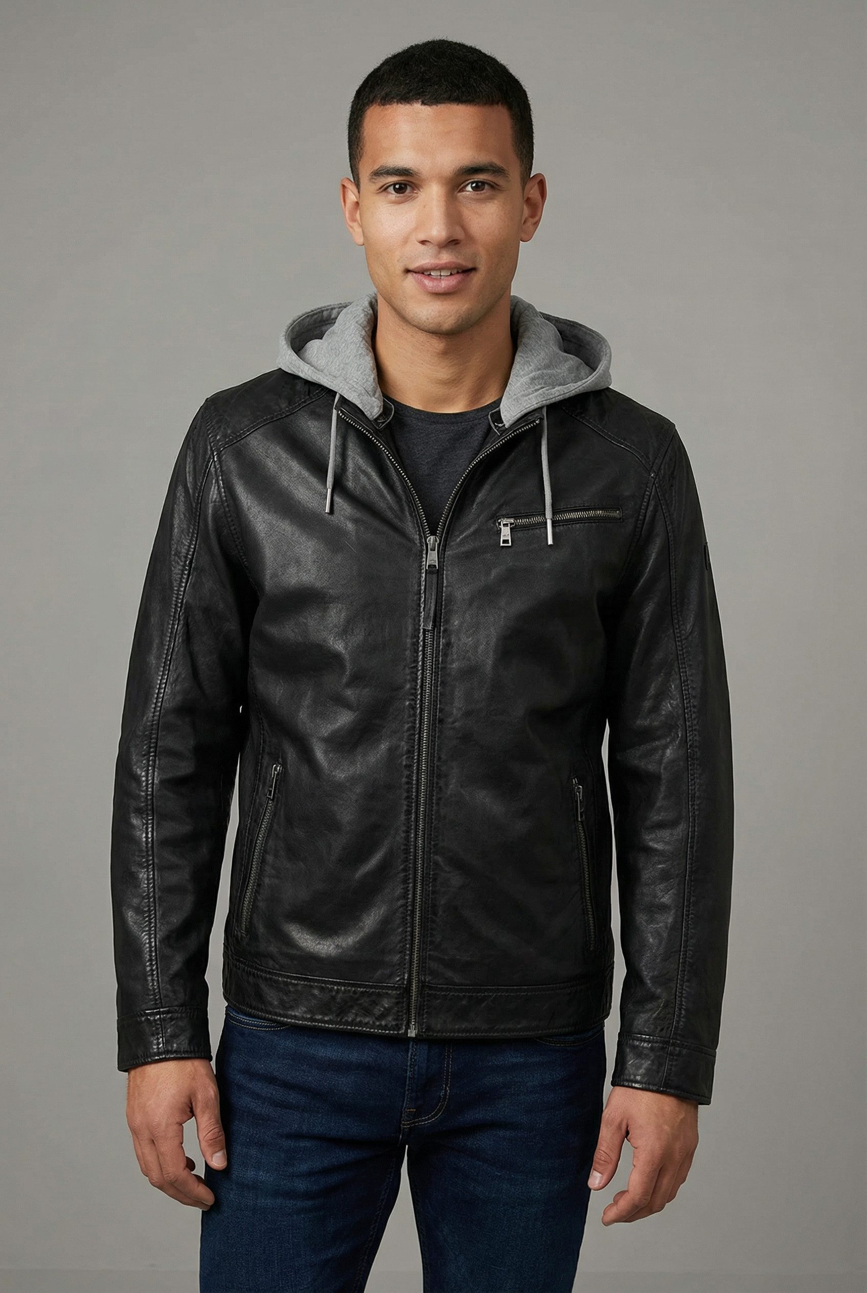 Mauritius Lederjacke MMBarlo mit abnehmbarer Kapuze