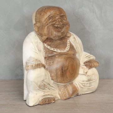 Oriental Galerie Dekofigur Figur Sitzender Happy Buddha Weiß klein 15 cm (1 St)