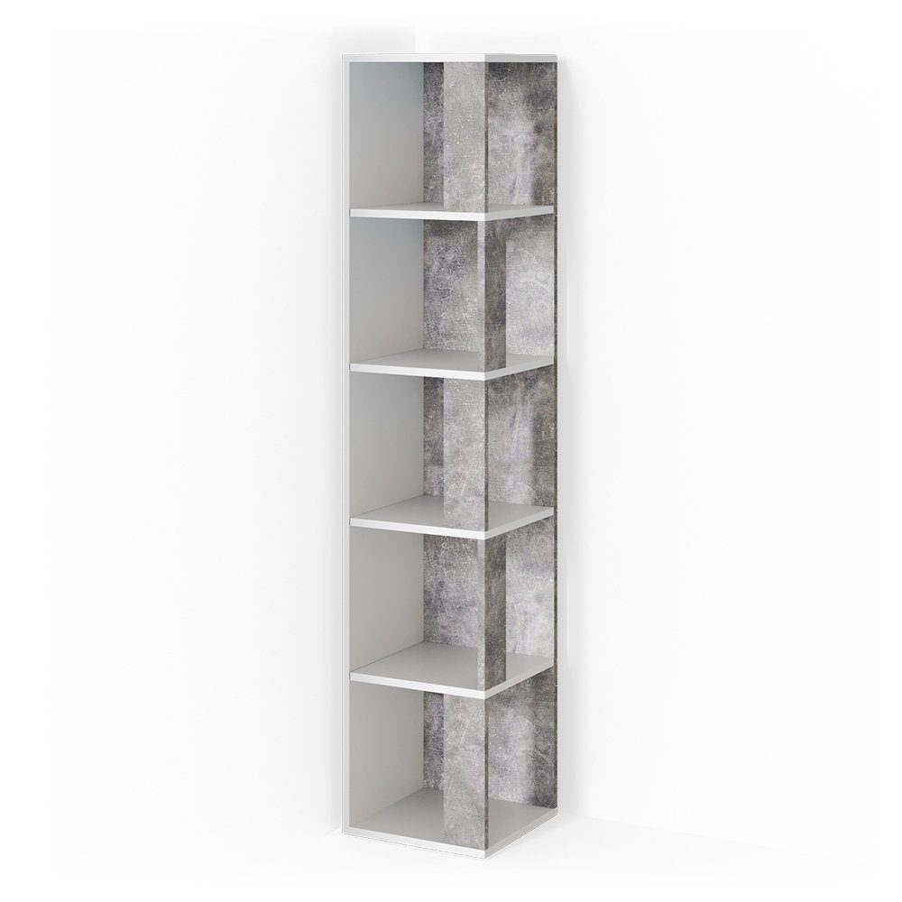 Vicco Eckregal Lio, Weiß/Beton, 33.3 x 162.2 cm günstig online kaufen