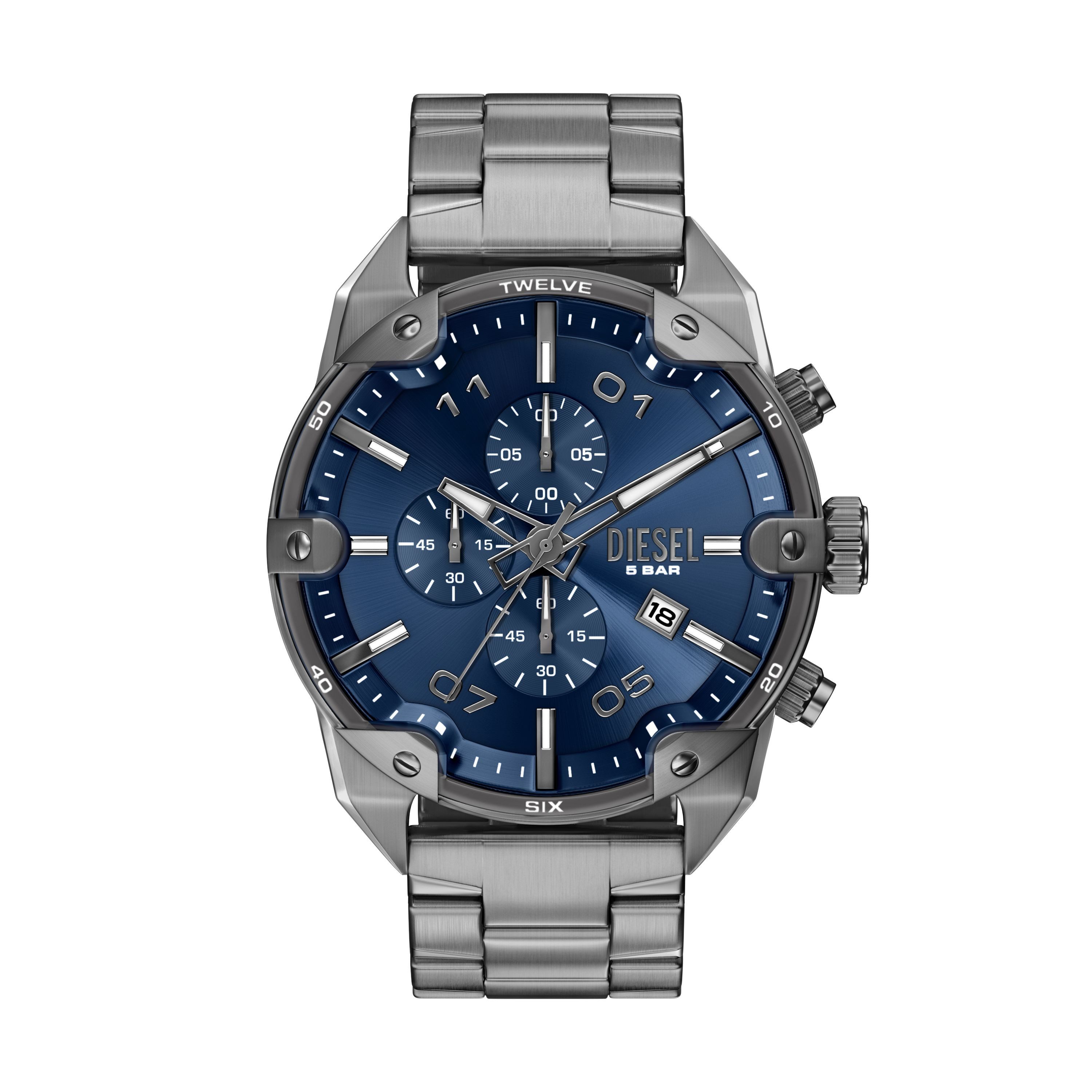 Diesel Chronograph Spiked DZ4724, Quarzuhr, Armbanduhr, Edelstahlarmband, analog, Tag, Stoppfunktion