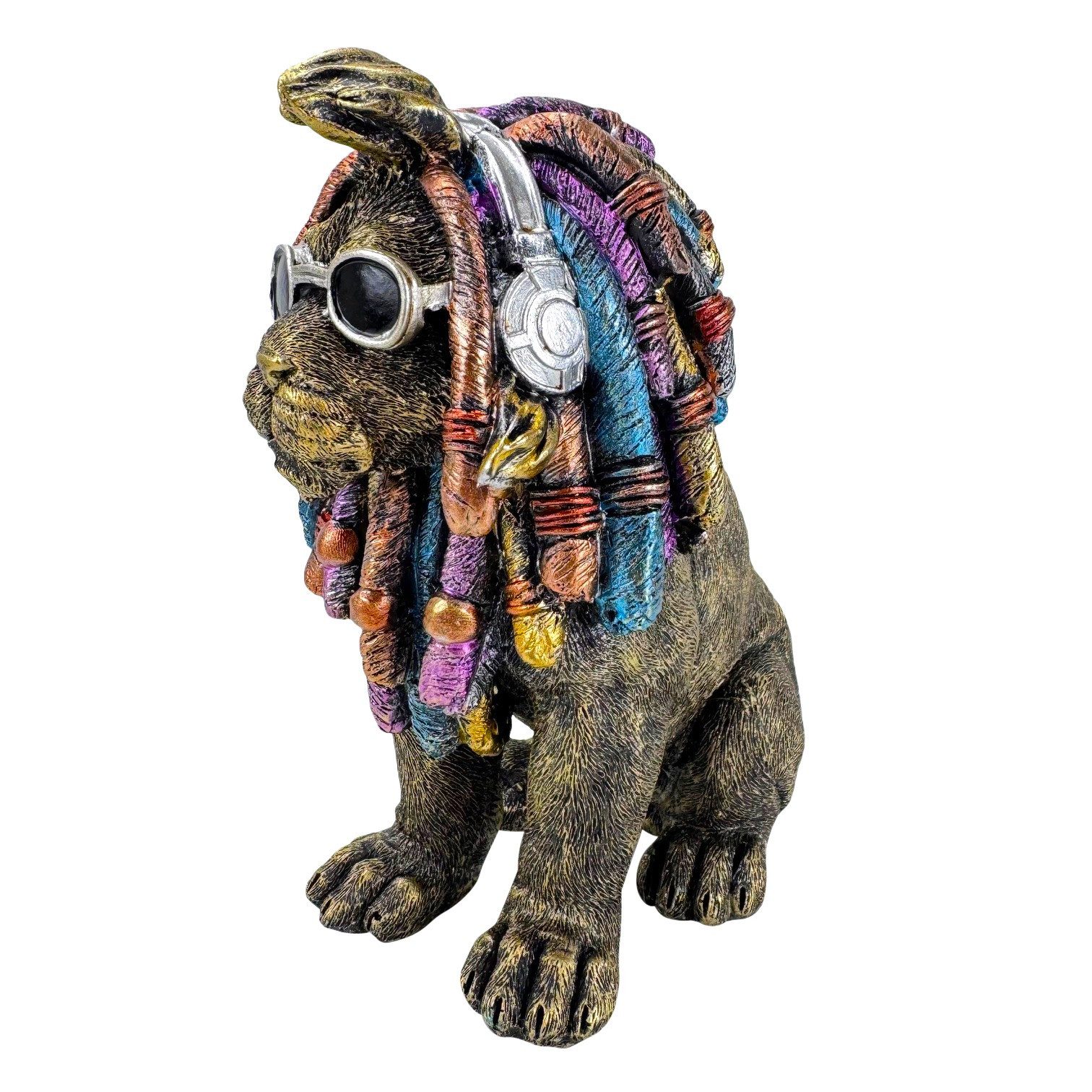 Online-Fuchs Dekofigur cooler Löwe mit bunten Dreadlocks - Gartenfigur, Sta günstig online kaufen