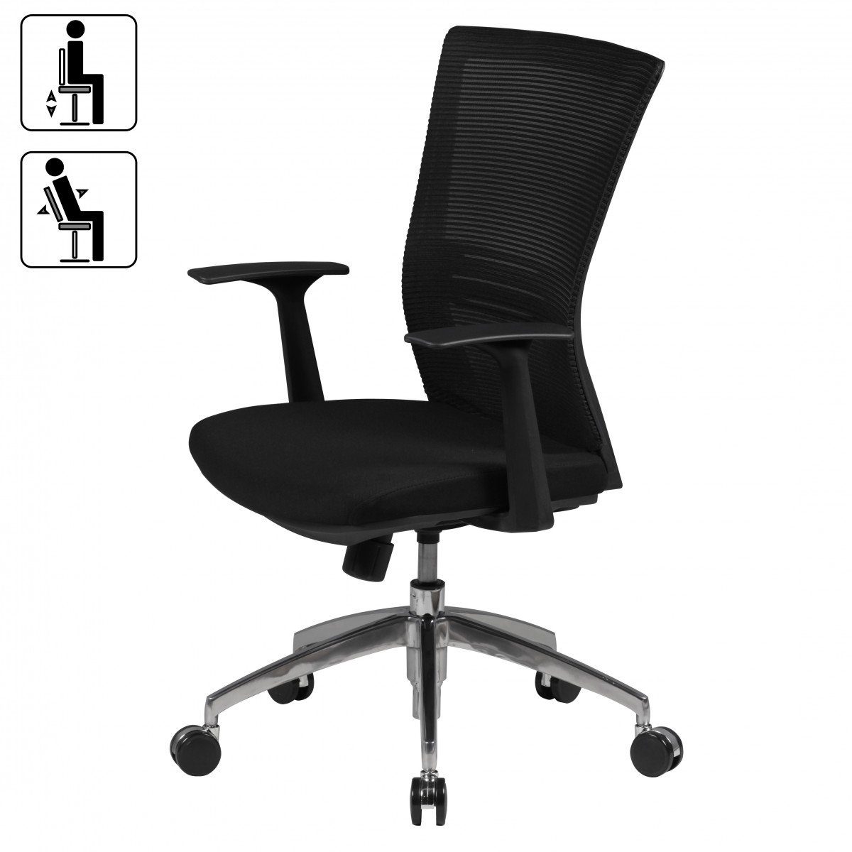 Amstyle Chefsessel Bürostuhl Schwarz Drehstuhl höhenverstellbar Schreibtischstuhl 120 kg (Bürostuhl XXL 120 kg Modern, Stoff Schwarz), Drehstuhl mit Armlehne, Schreibtischstuhl Drehbar