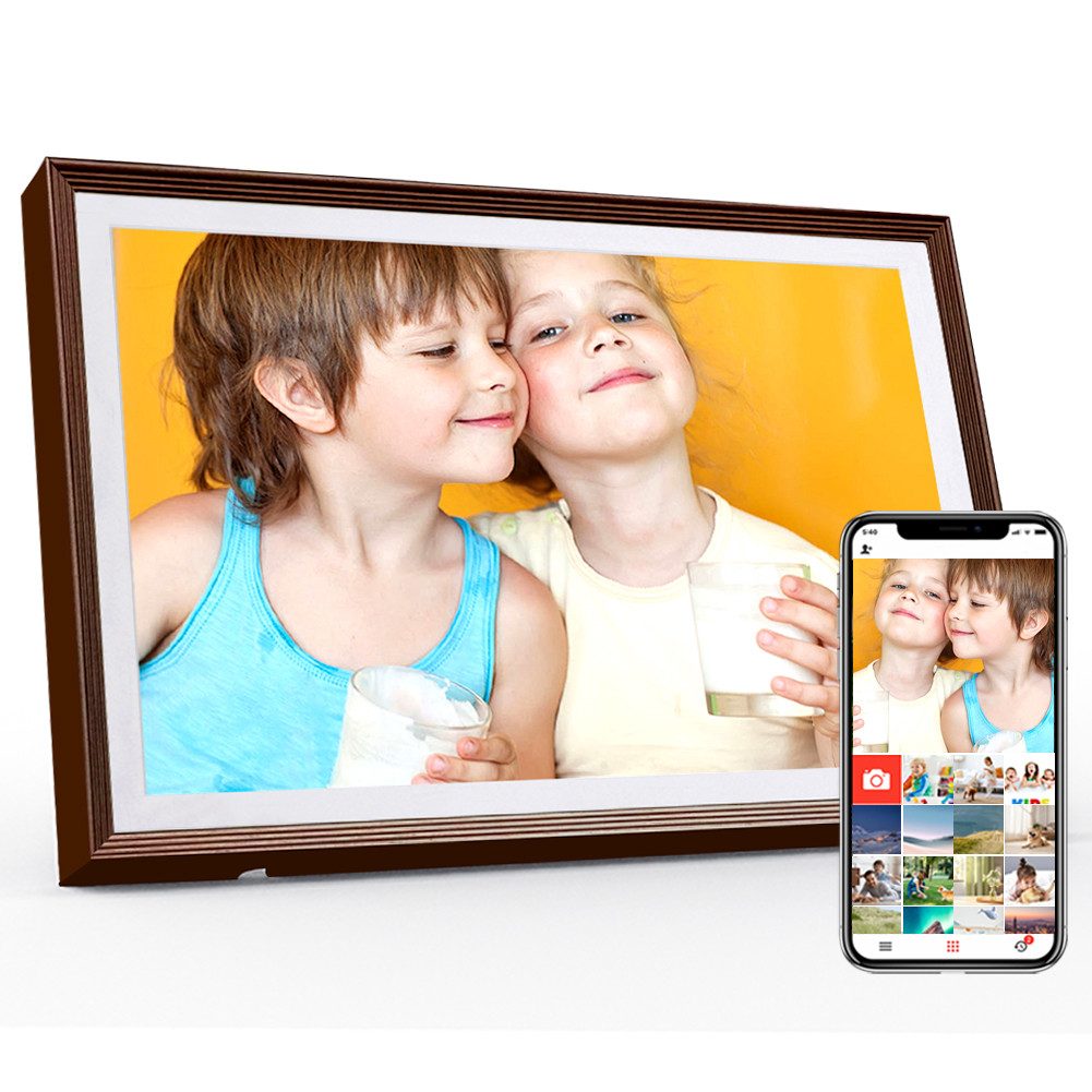 HT Elektronischer Fotorahmen 10,1 " Digitaler Bilderrahmen (1280 x 800 Pixel, 32 GB, Touchscreen WLAN mit Automatische Drehung Photo Video Teilen)