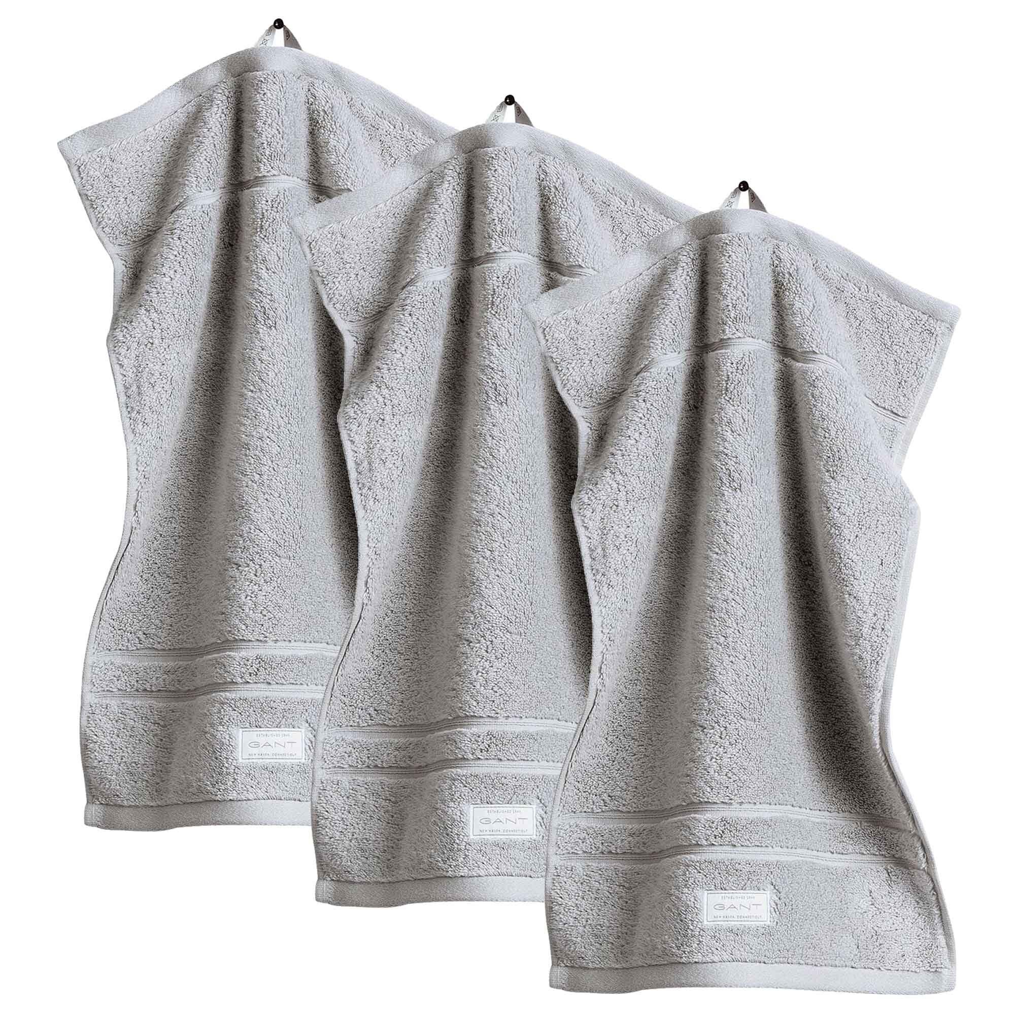 Gant Gästehandtücher Gästetuch, 3er Pack - Organic Premium Towel, Frottier (3-St) Grau