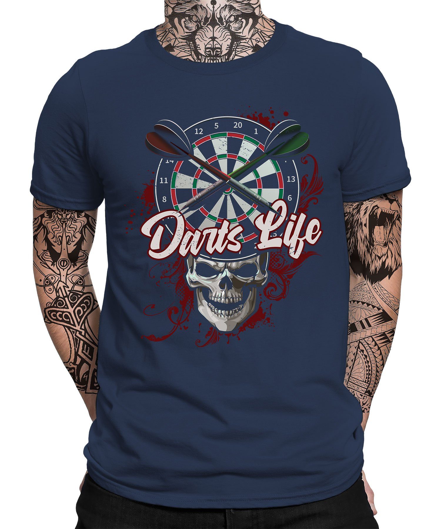 Quattro Formatee Kurzarmshirt Darts Life - Dart Dartscheibe Dartpfeil Dartspieler Herren T-Shirt (1-tlg) Navy Blau