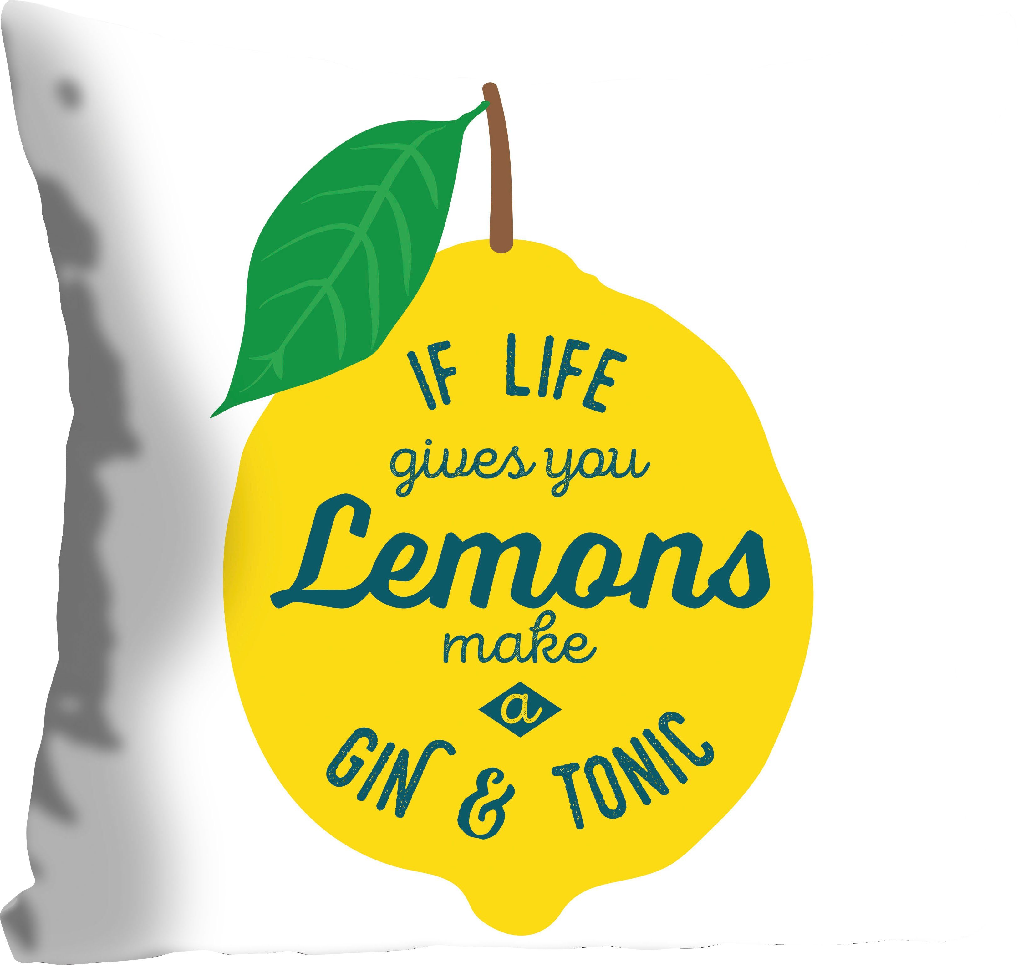 queence Dekokissen Lemons, mit einer Zitrone, Kissenhülle ohne Füllung, 1 Stück