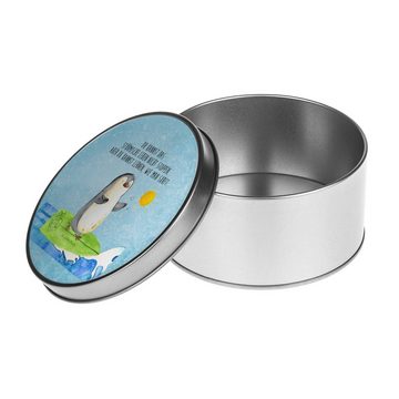 Mr. & Mrs. Panda Aufbewahrungsdose Pinguin Surfer - Eisblau - Geschenk, Metalldose, surfen, Hawaii, Vorr (1 St), Besonders glänzend