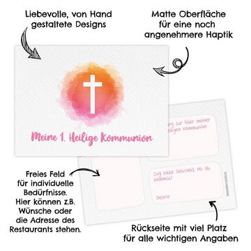 PAPIERDRACHEN Kommunionskarte 12 Einladungskarten zur Kommunion - Einladung zur Heiligen Kommunion, für Mädchen und Jungen -hochwertig gedruckt in DIN A6