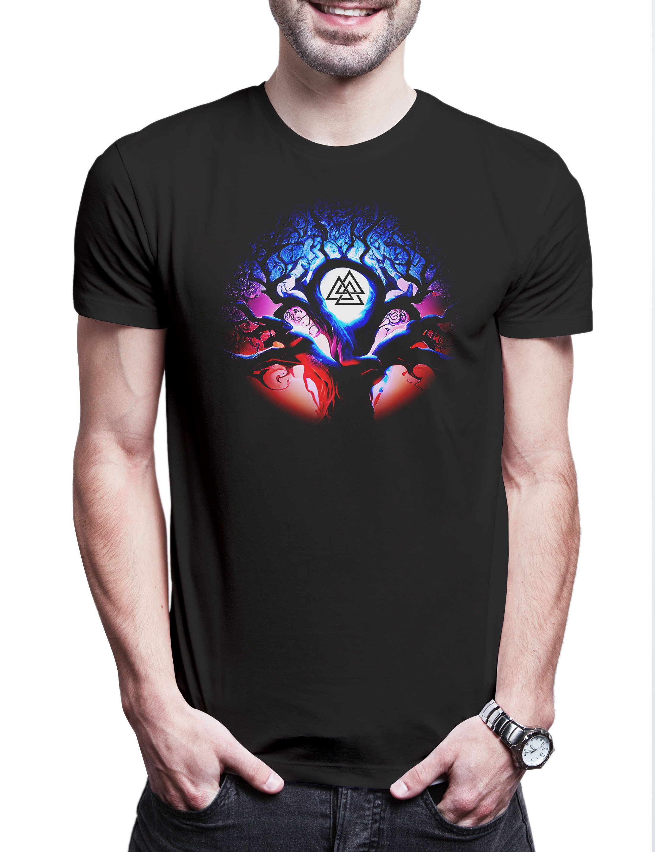 Print-Shirt Yggdrasil Moon Walknut Herren T-Shirt Thor Tree Of Life Tyr Walhalla
