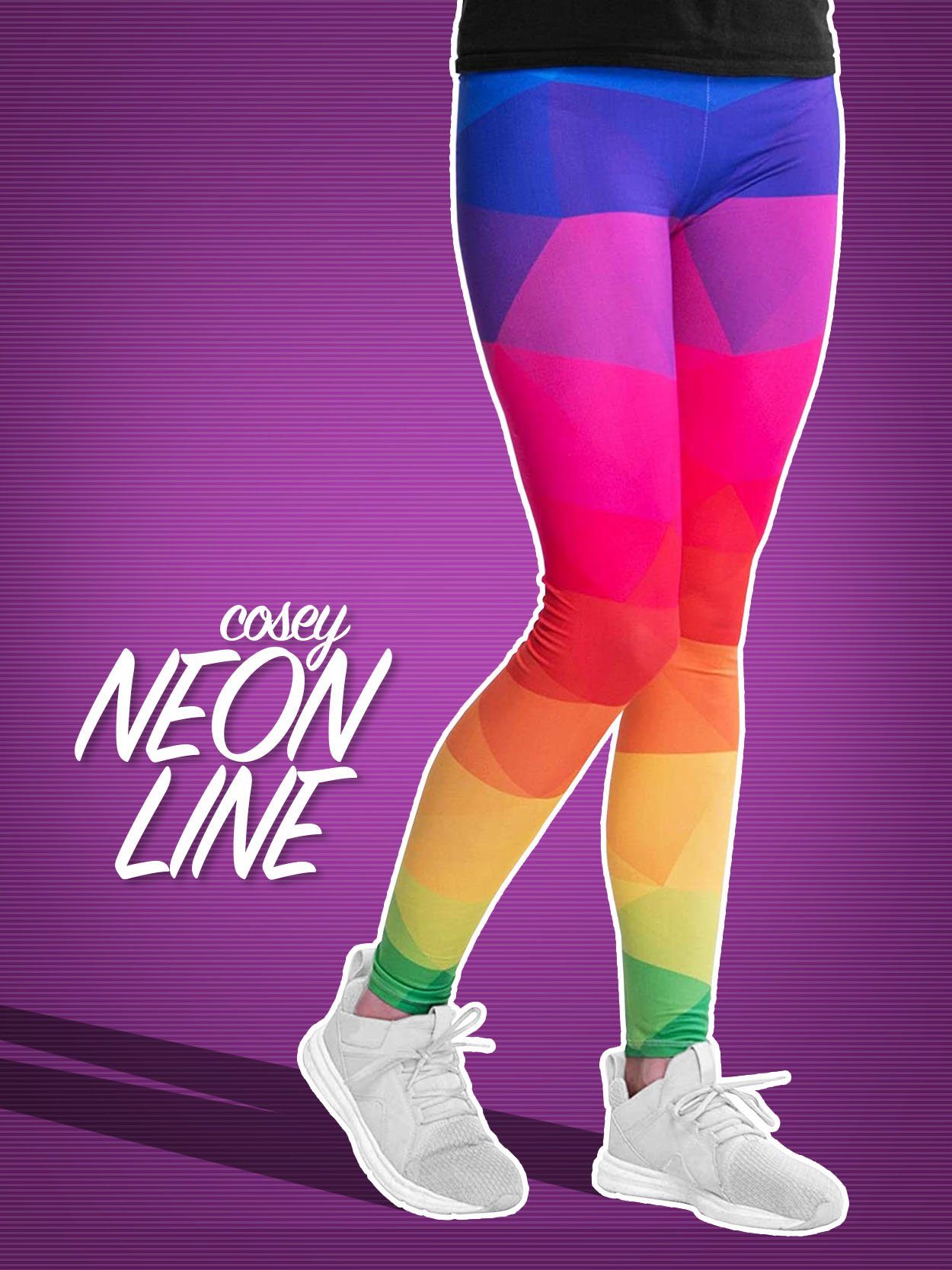 cosey Leggings Neon Line Leggings, 2 Größen (XS–S & M–L) (38/M bis 40/L) Bunte Dreiecke – Bild 5 von 5