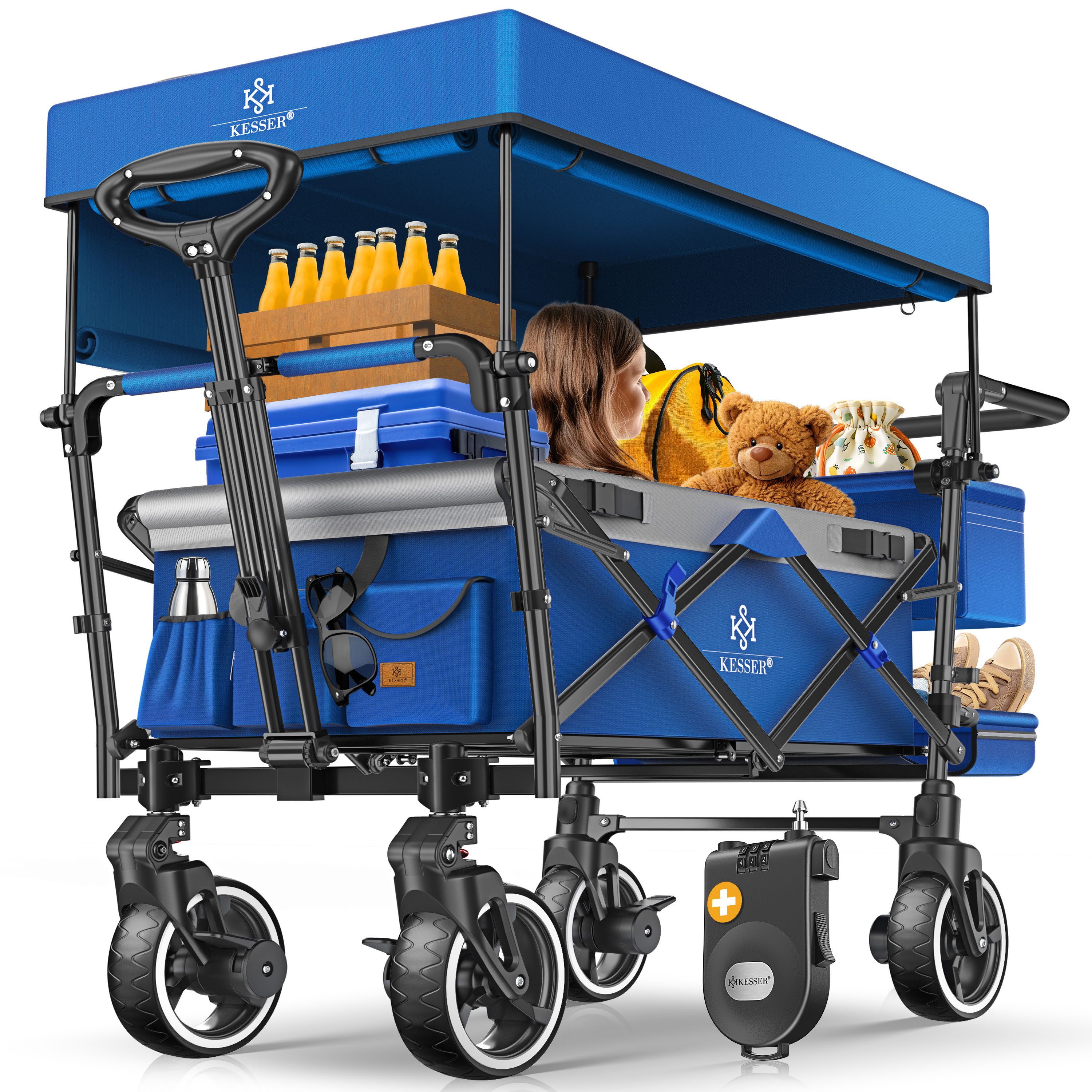 KESSER Bollerwagen, Bollerwagen Faltbar GTS-9100 mit Dach Handwagen Transportwagen